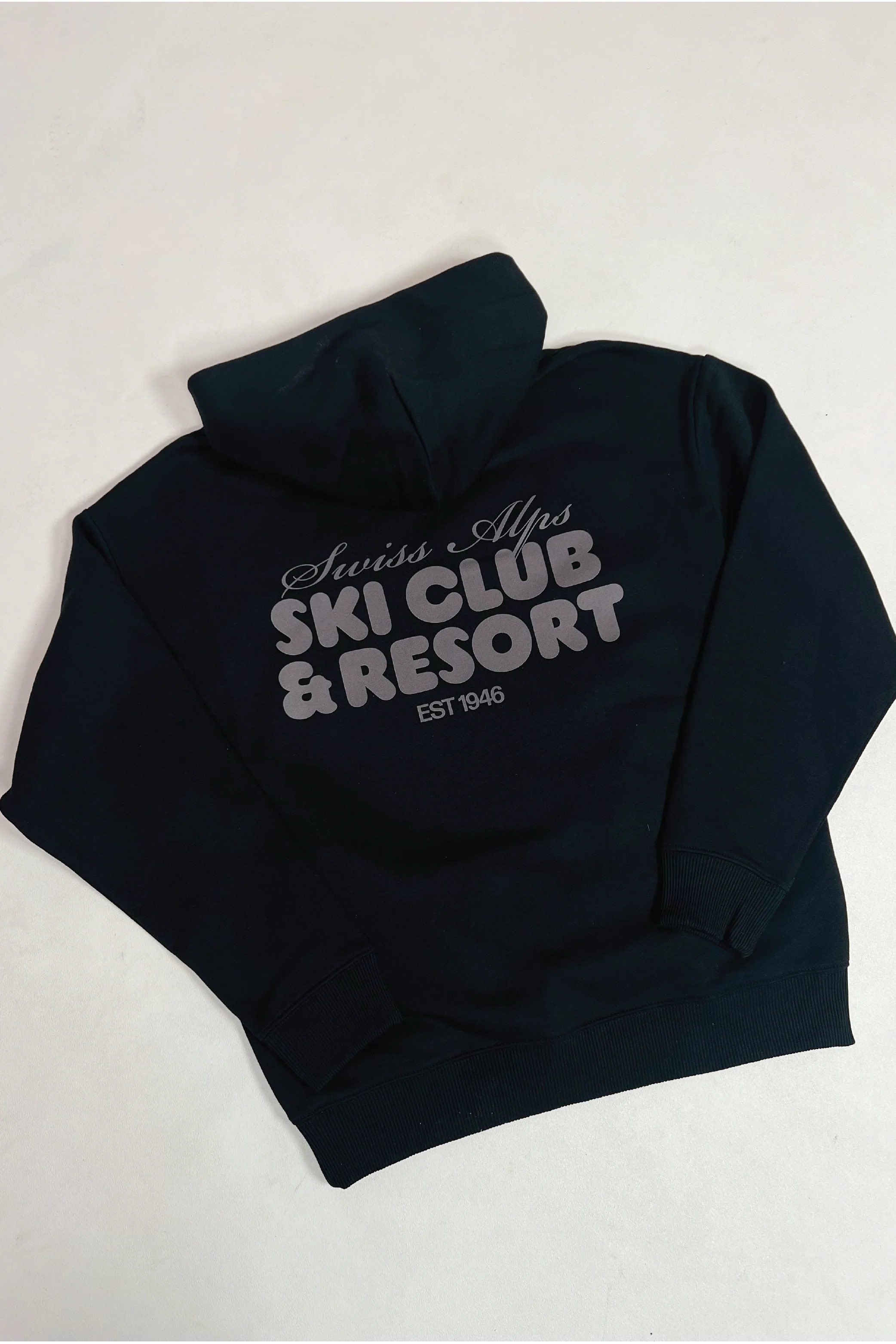 Ski club black printed premium relaxed hoodie - Image 4