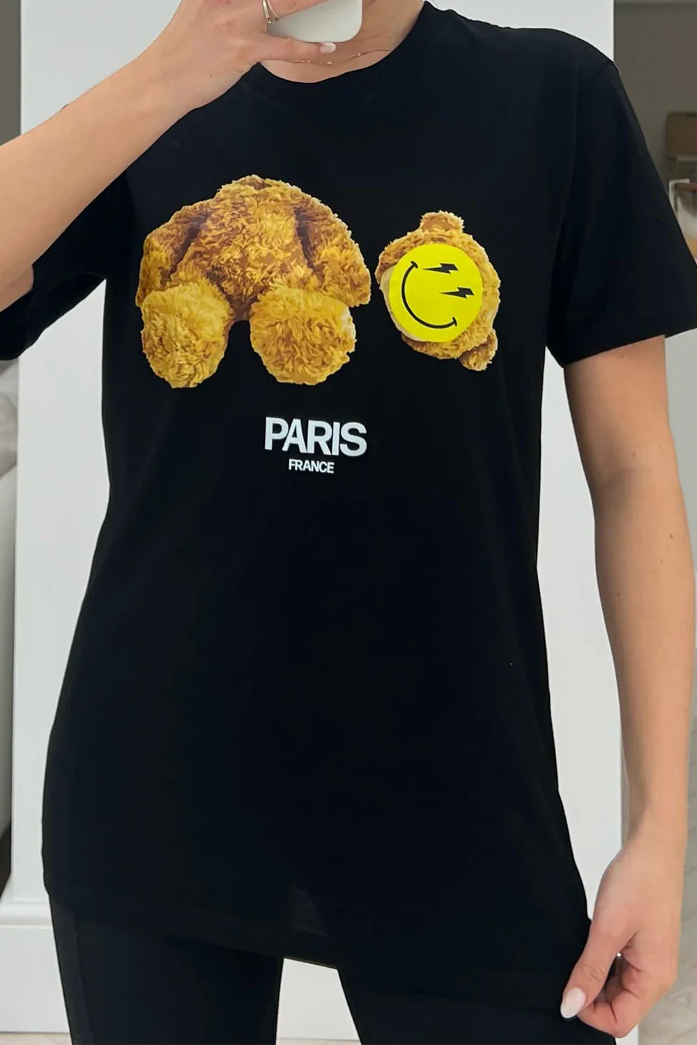 Smiley Teddy Black printed tee - Image 2