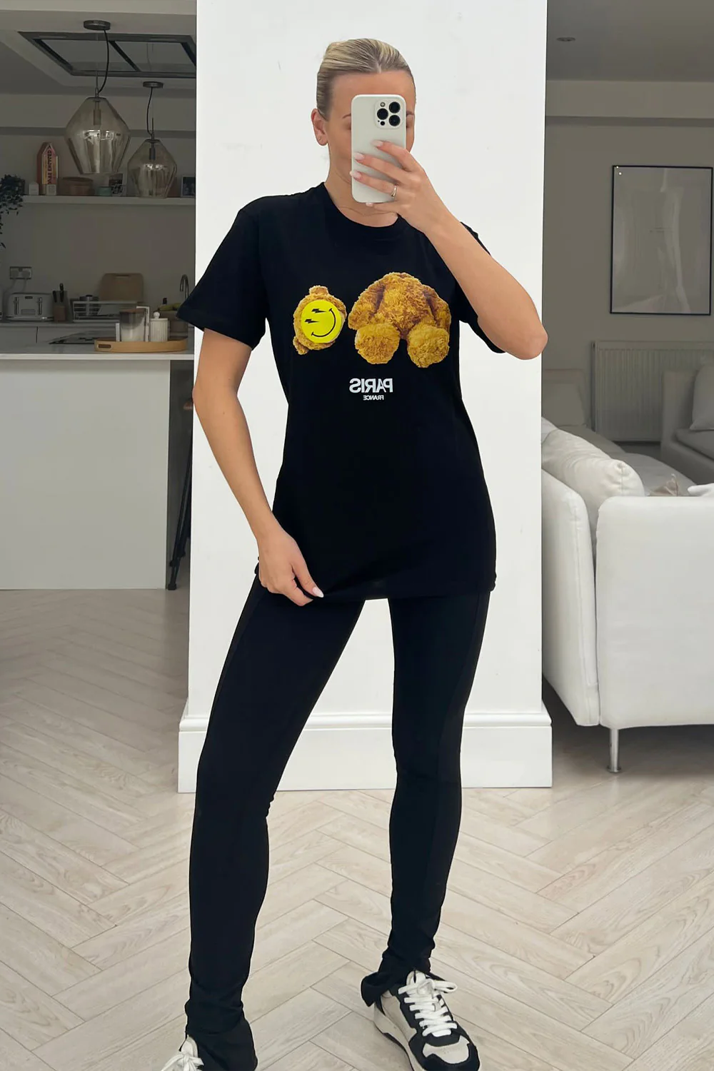Smiley Teddy Black printed tee - Image 3