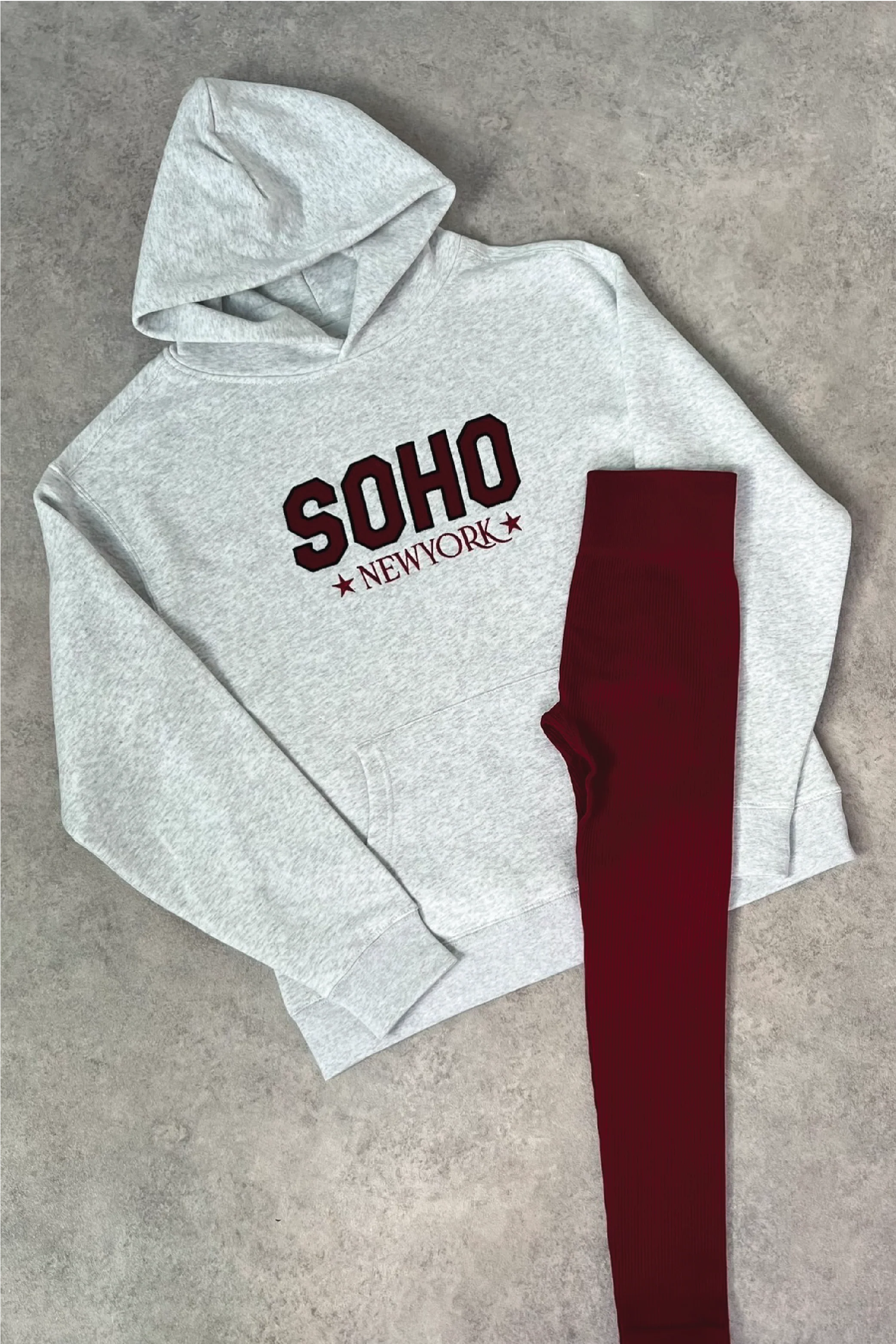Soho marl grey embroidered premium relaxed hoodie - Image 3