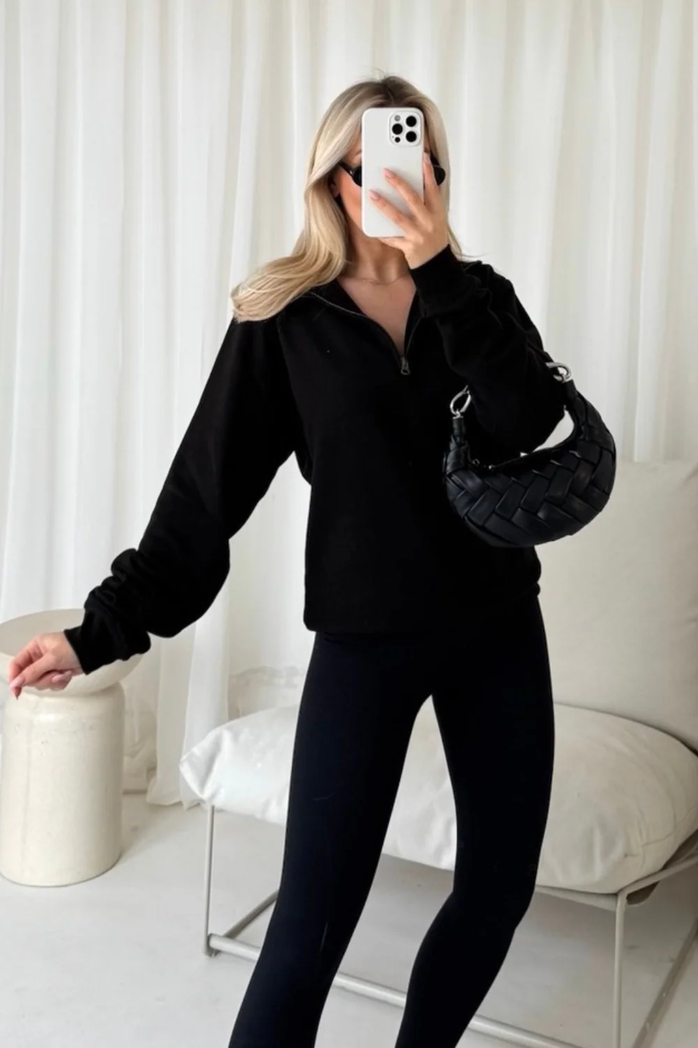 Sophie black basic 3/4 zip sweater - Image 3