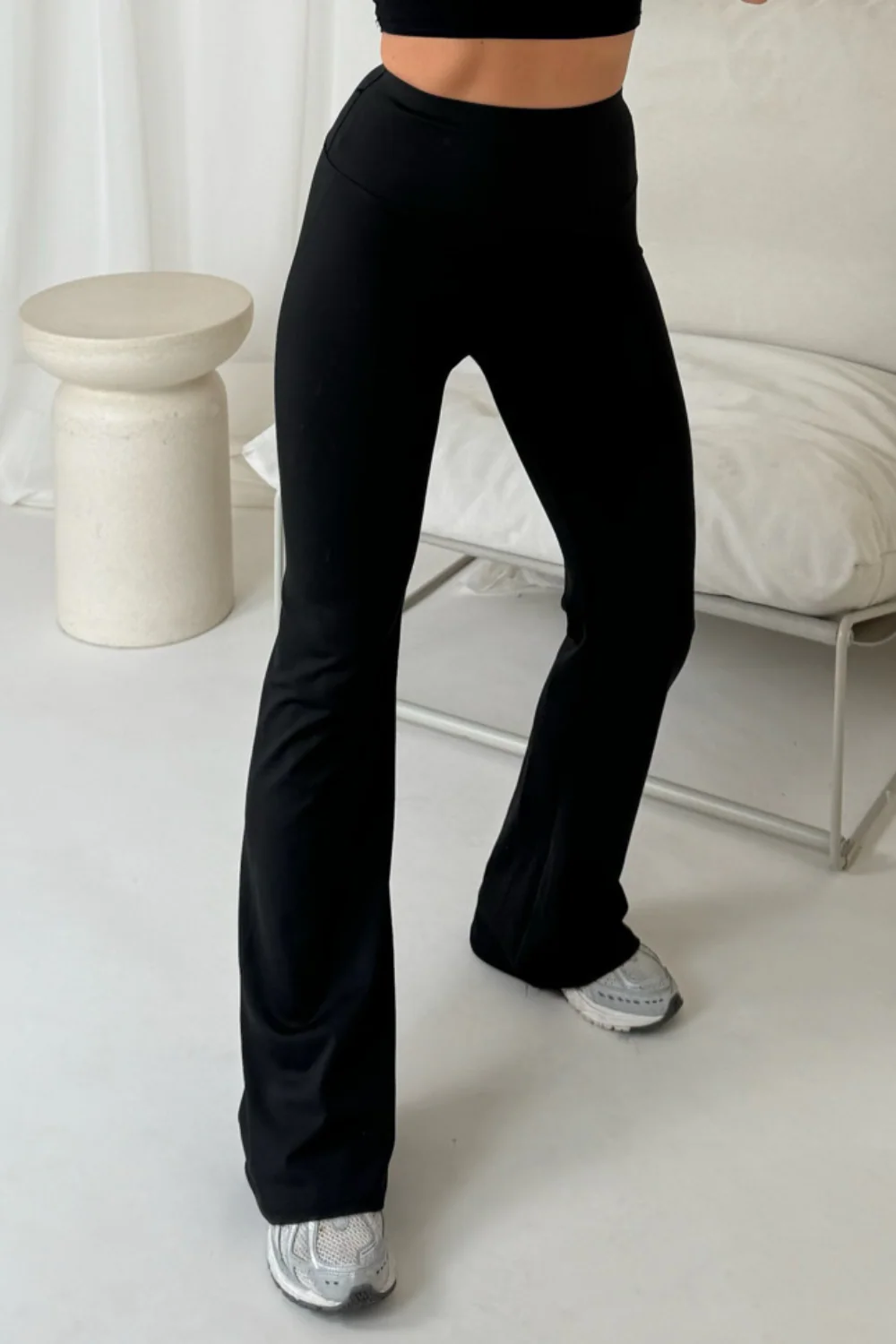 Sophie black stretch flared leggings