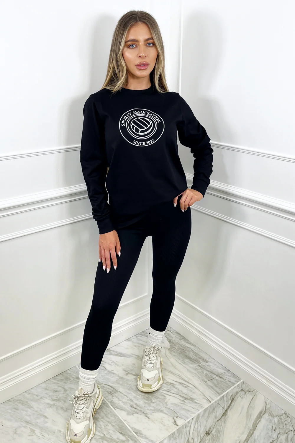 Sporty association netball black long sleeve top - Image 2