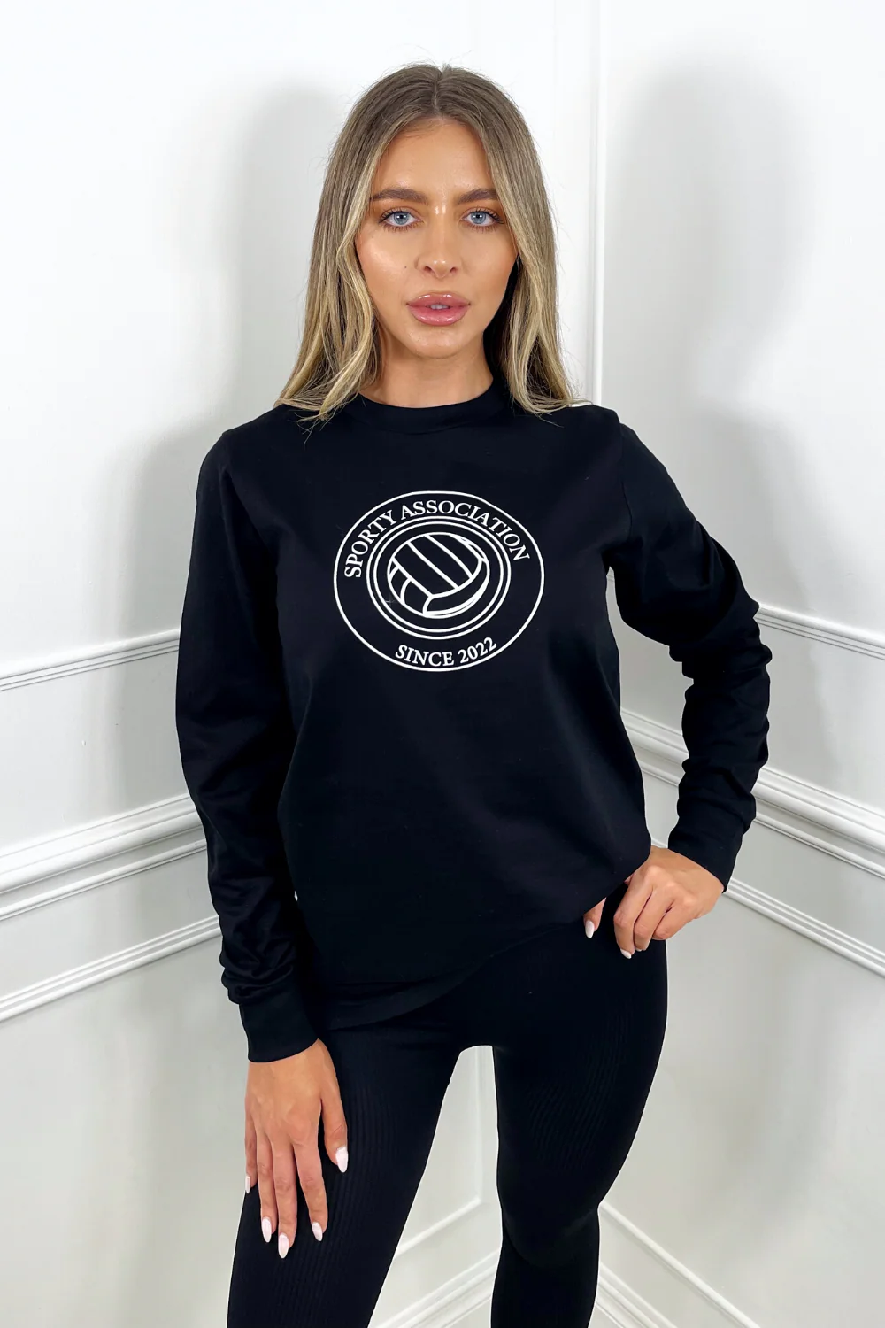 Sporty association netball black long sleeve top - Image 3