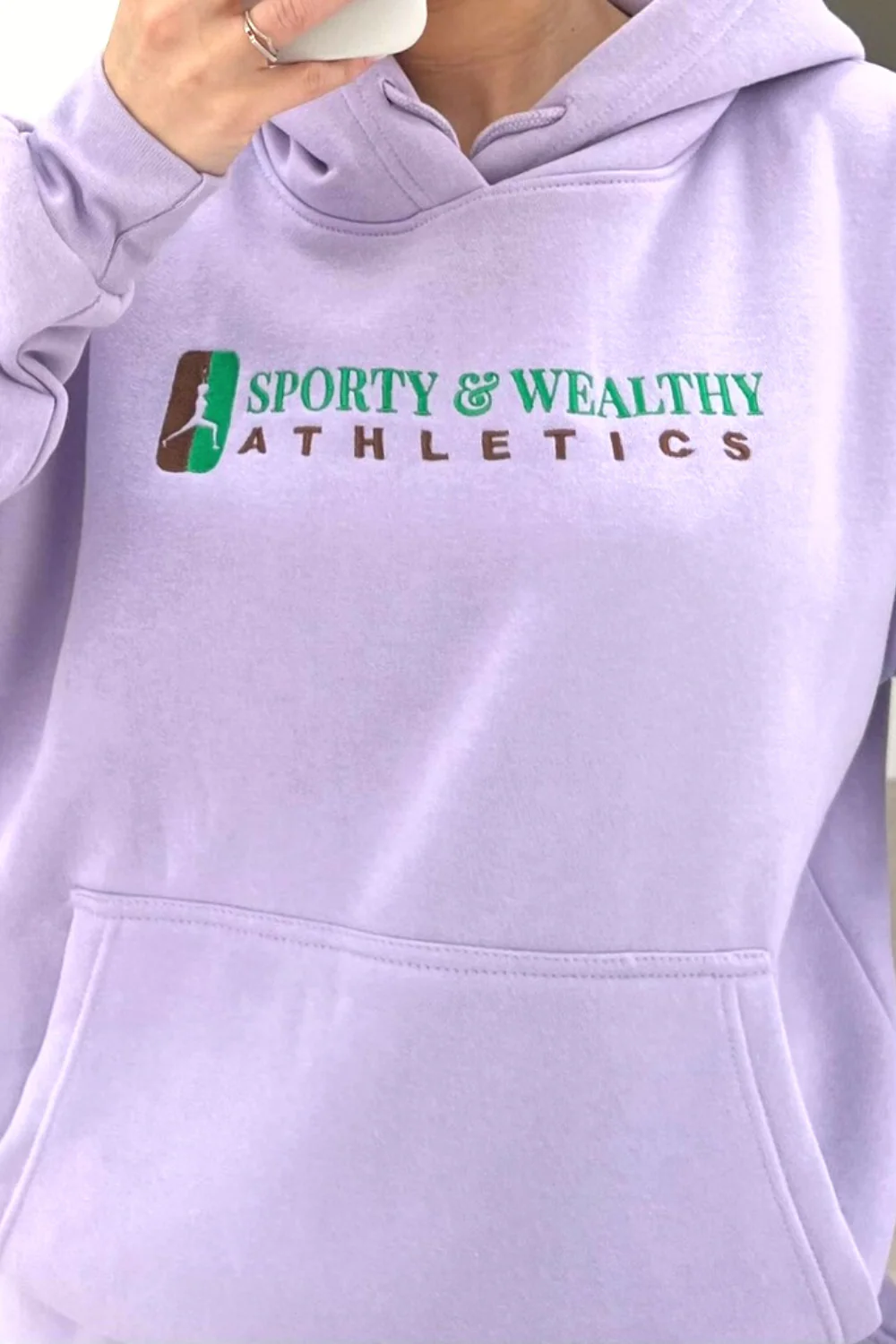 Sporty Athletics lilac embroidered Hoodie lounge set - Image 3