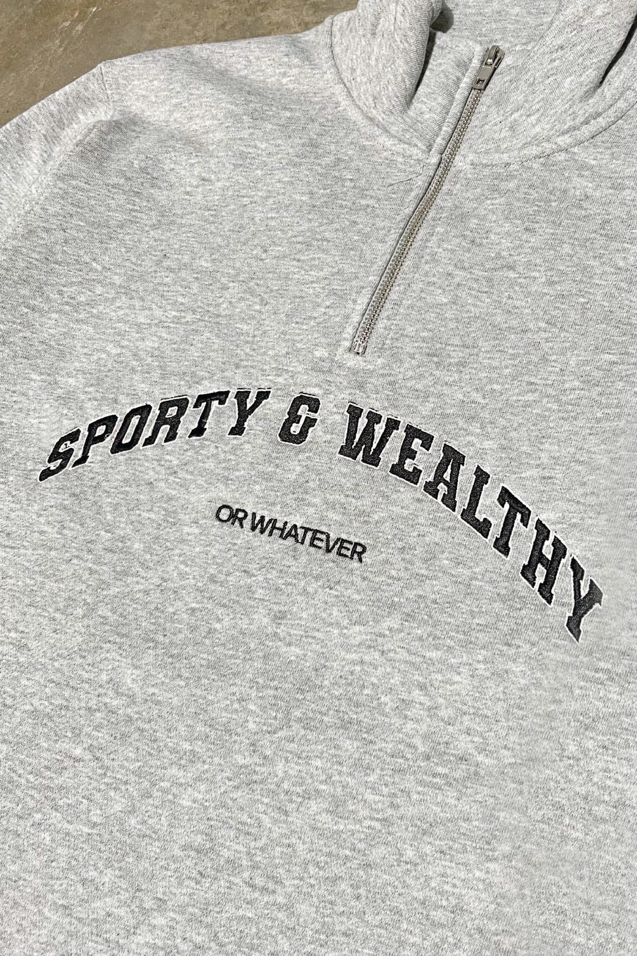 Sporty or whatever grey embroidered 1/4 zip sweater - Image 5