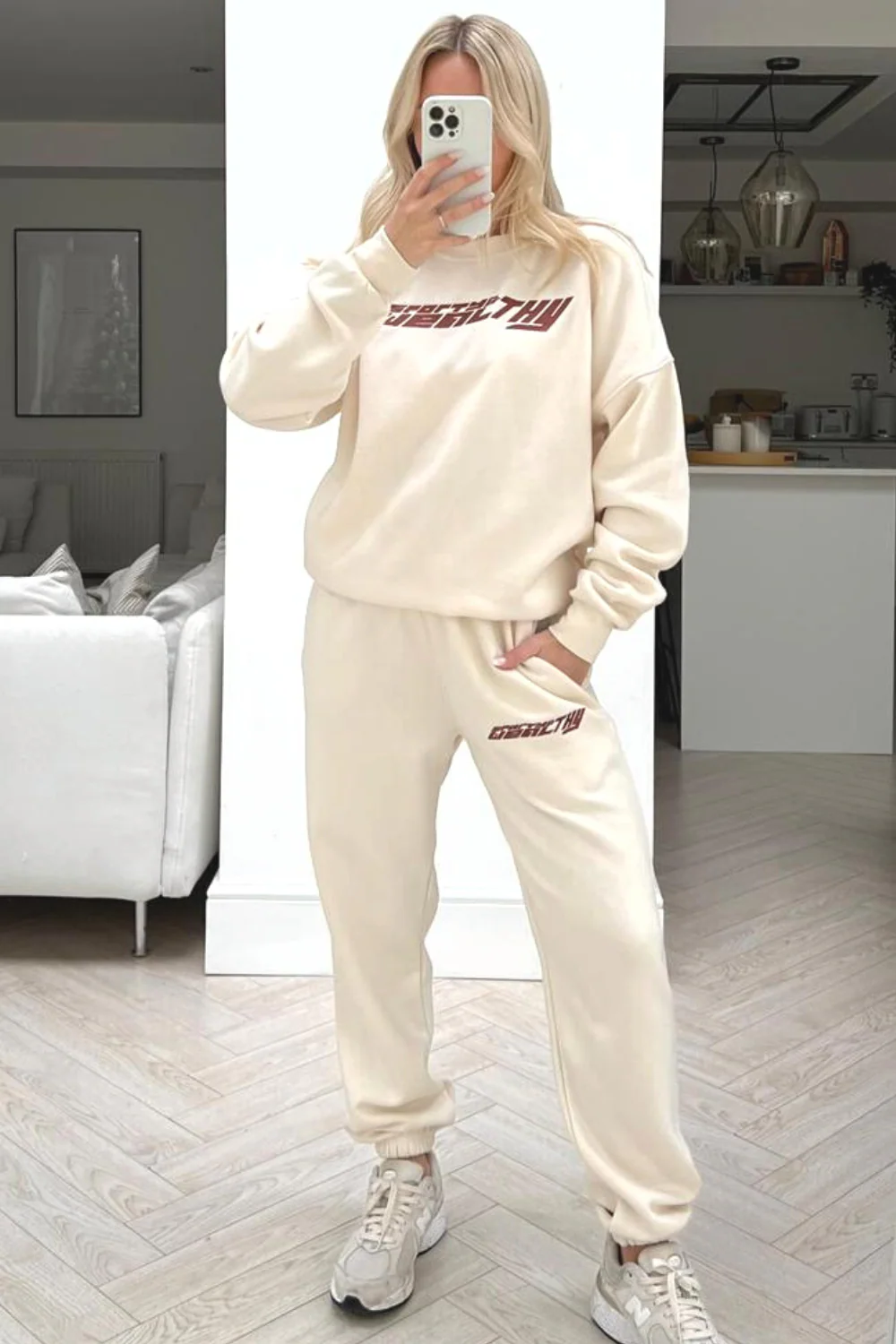 Sporty & Wealthy ecru embroidered sweater loungewear set - Image 2