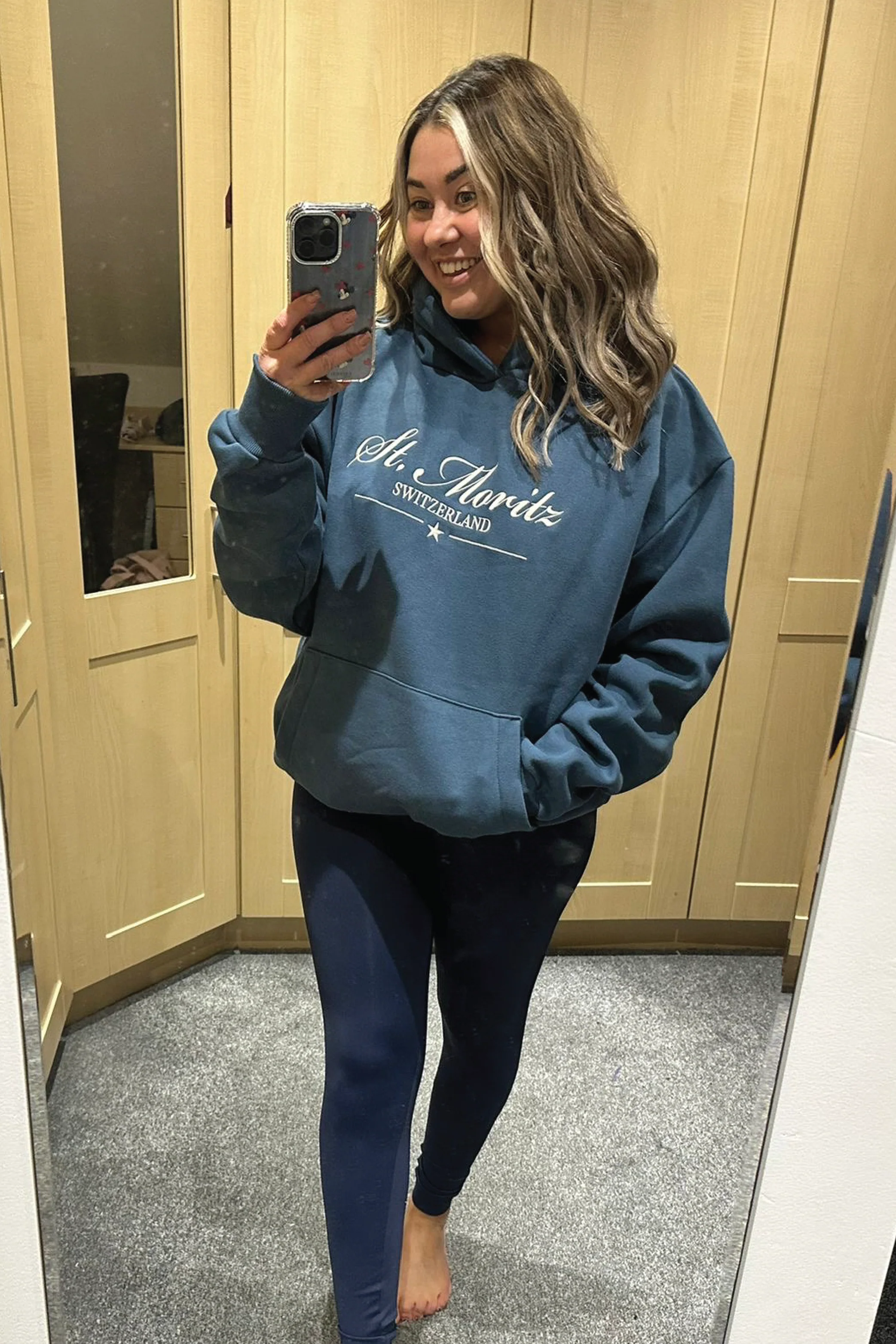 St Moritz blue embroidered premium relaxed hoodie and leggings