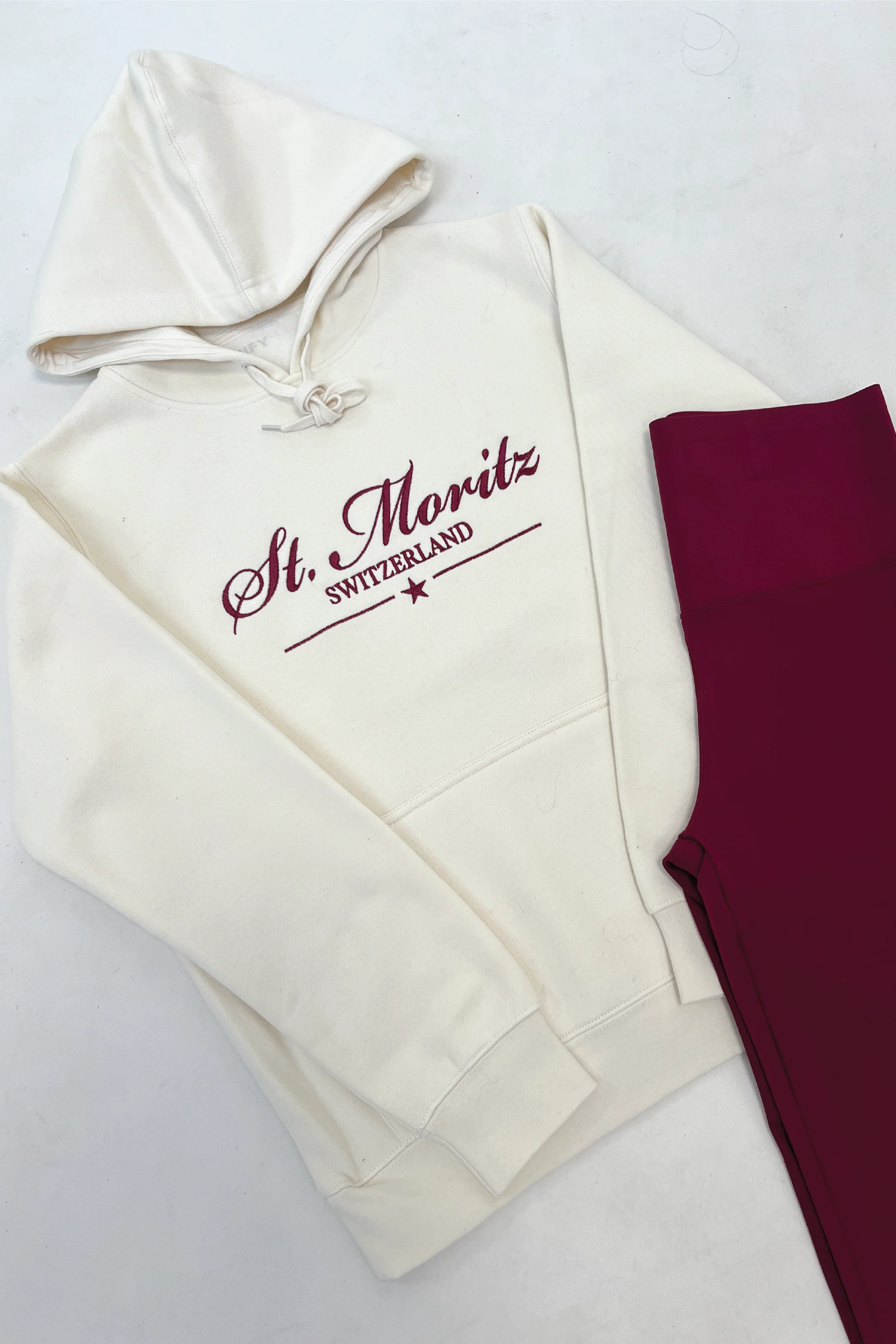 St Moritz ecru embroidered premium relaxed hoodie - Image 3