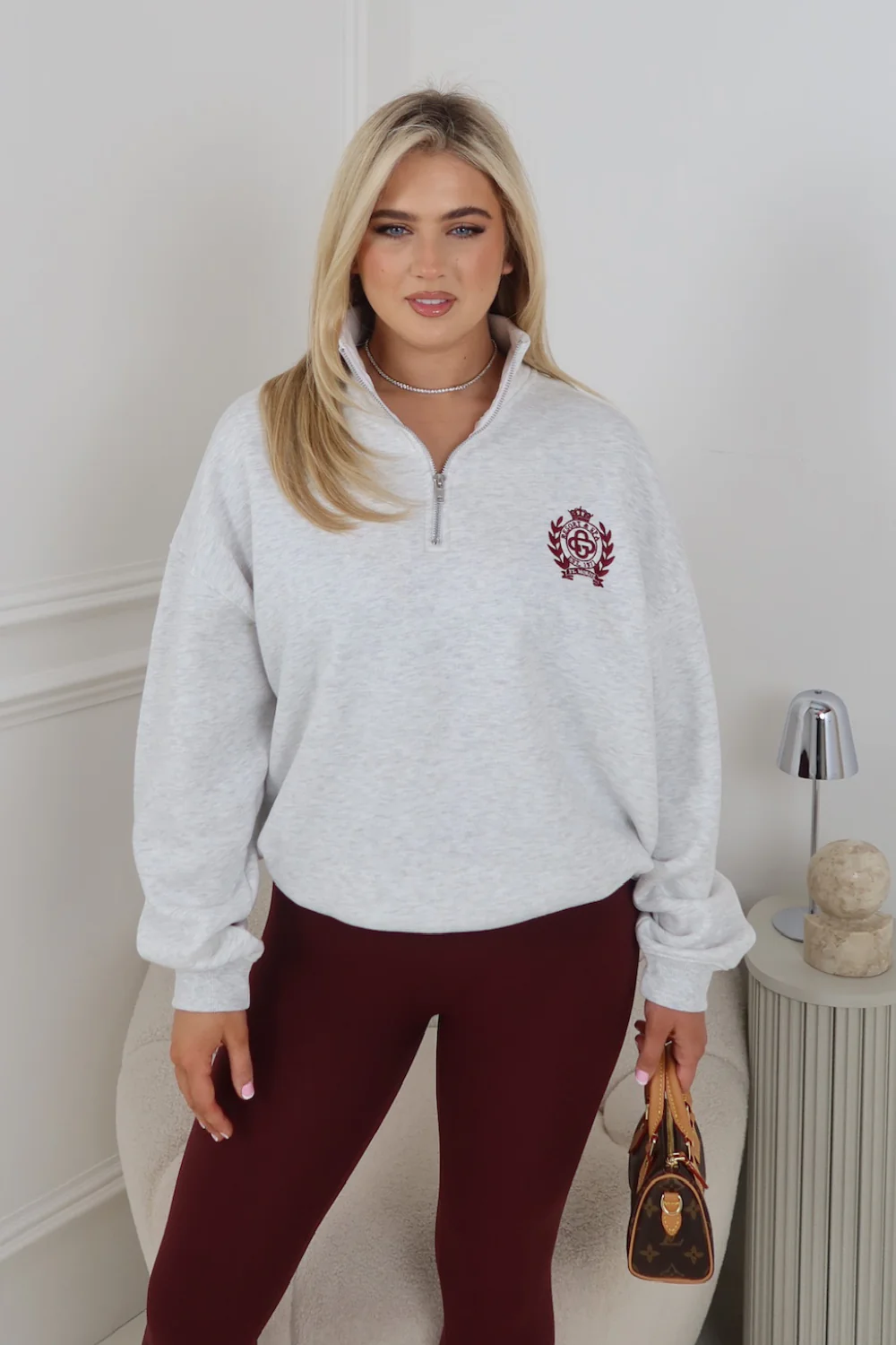 ST MORITZ ESSENTIAL MARL EMBROIDERED 3/4 ZIP - Image 2