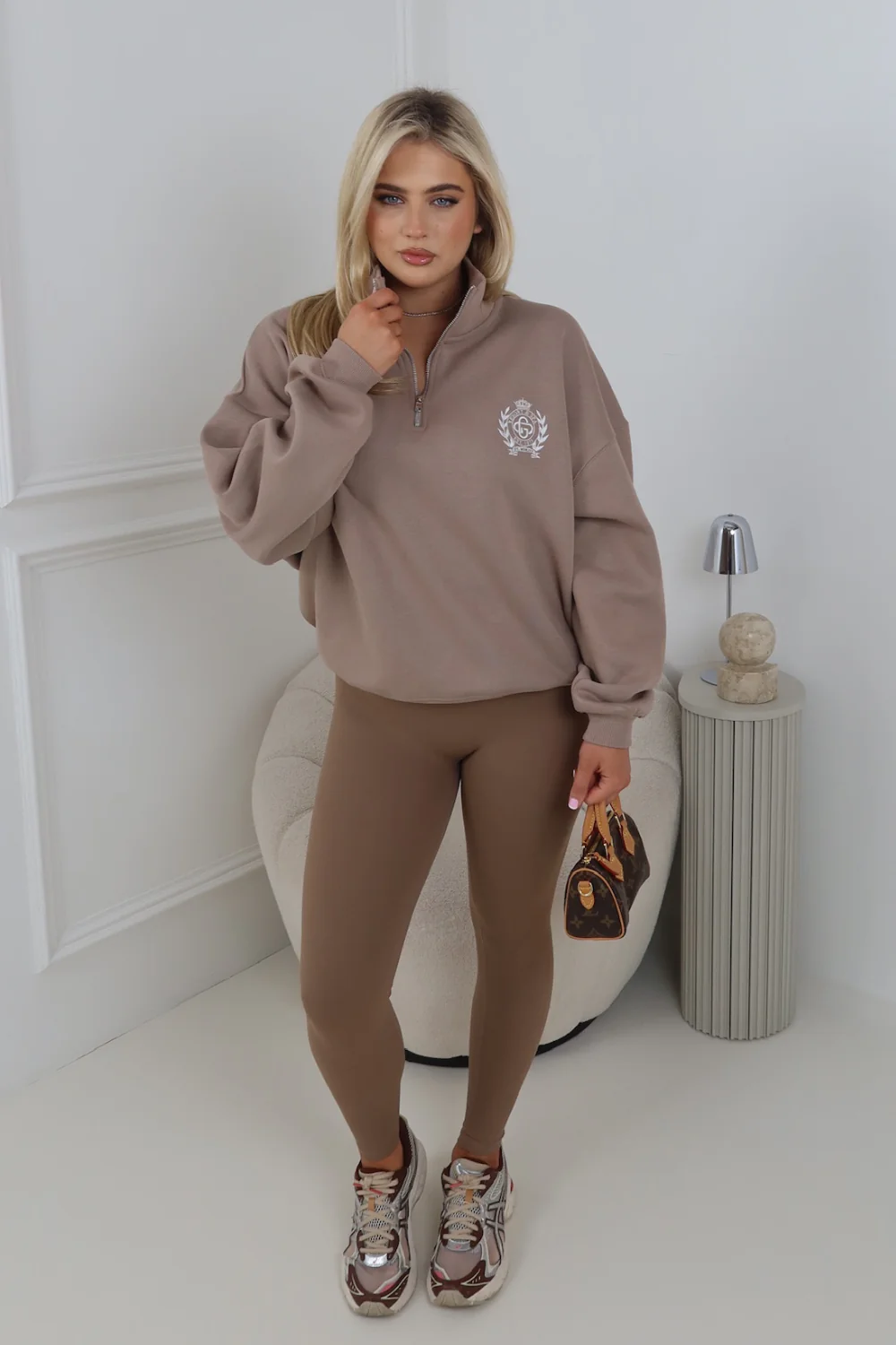 ST MORITZ ESSENTIAL MOCHA EMBROIDERED 3/4 ZIP - Image 2