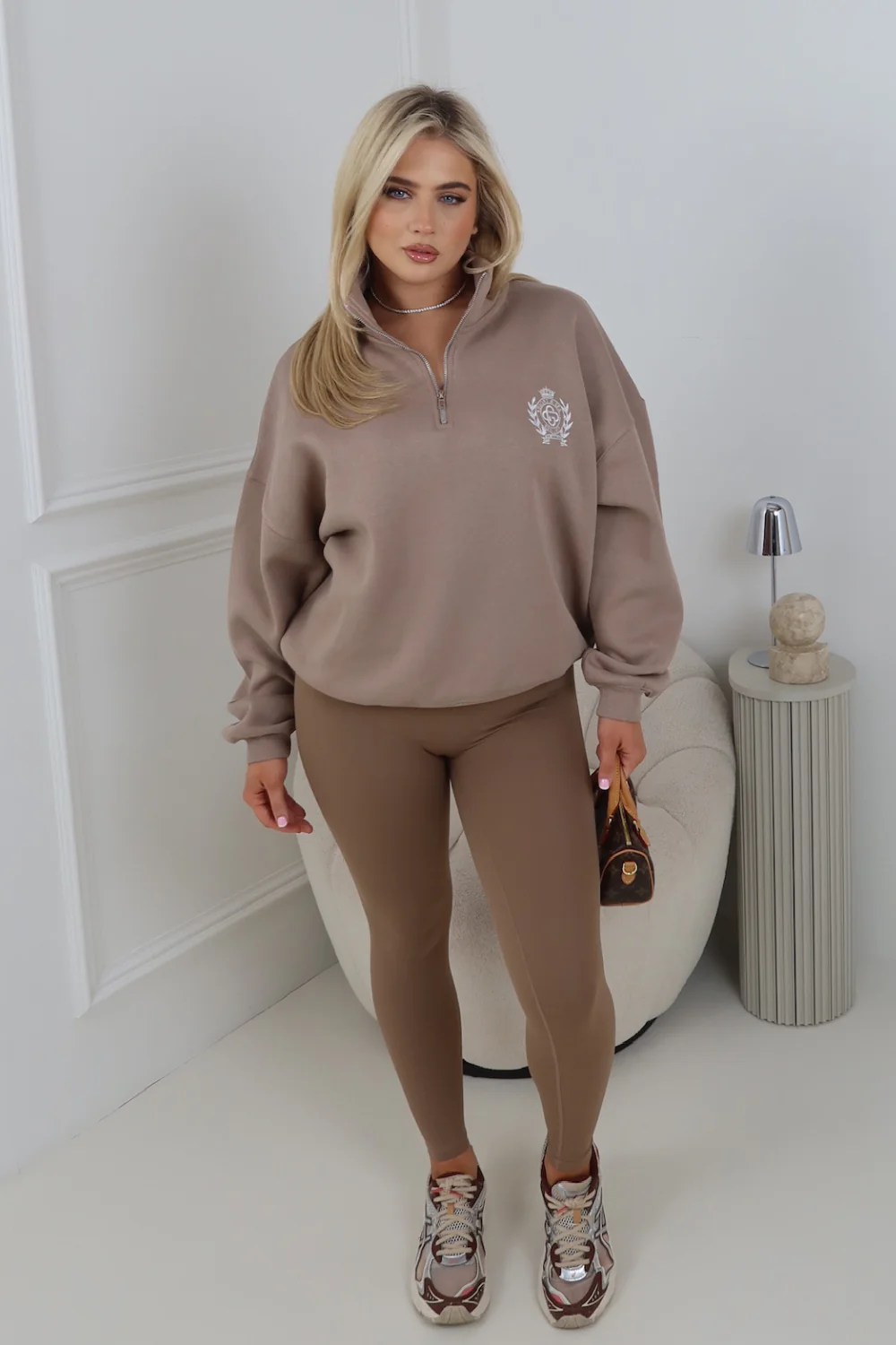 ST MORITZ ESSENTIAL MOCHA EMBROIDERED 3/4 ZIP - Image 3