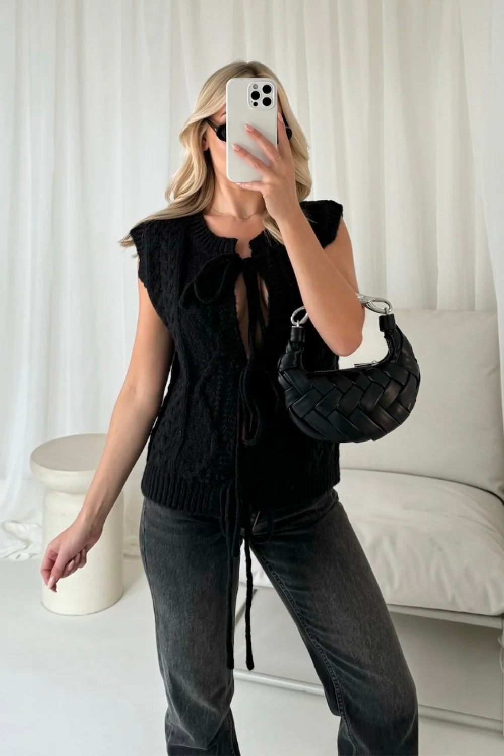Stella black knit waistcoat - Image 2