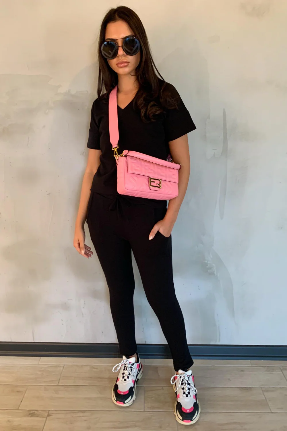 STELLA Black V Neck Loungewear Set - Image 3