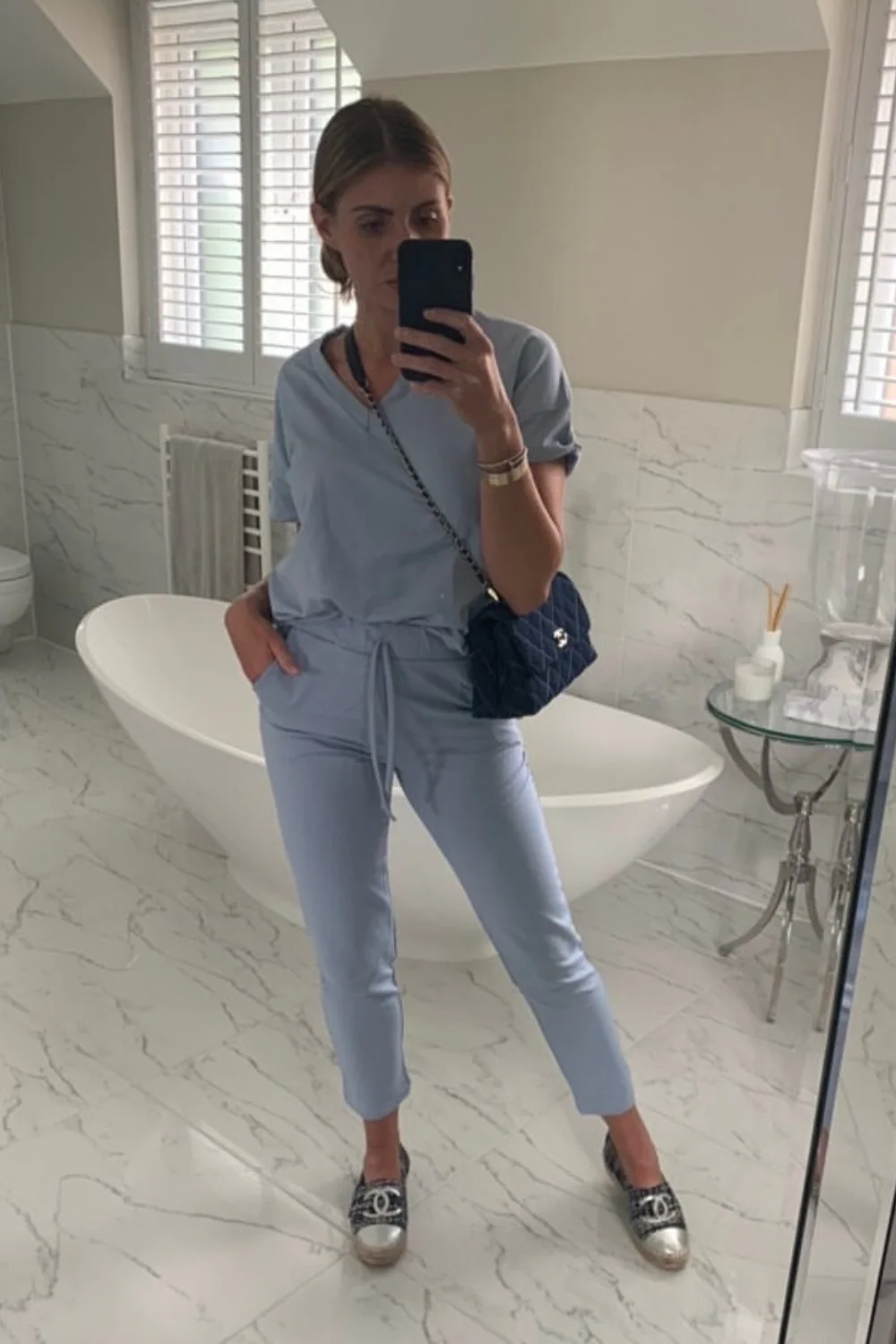 STELLA Powder Blue V Neck Loungewear Set - Image 2