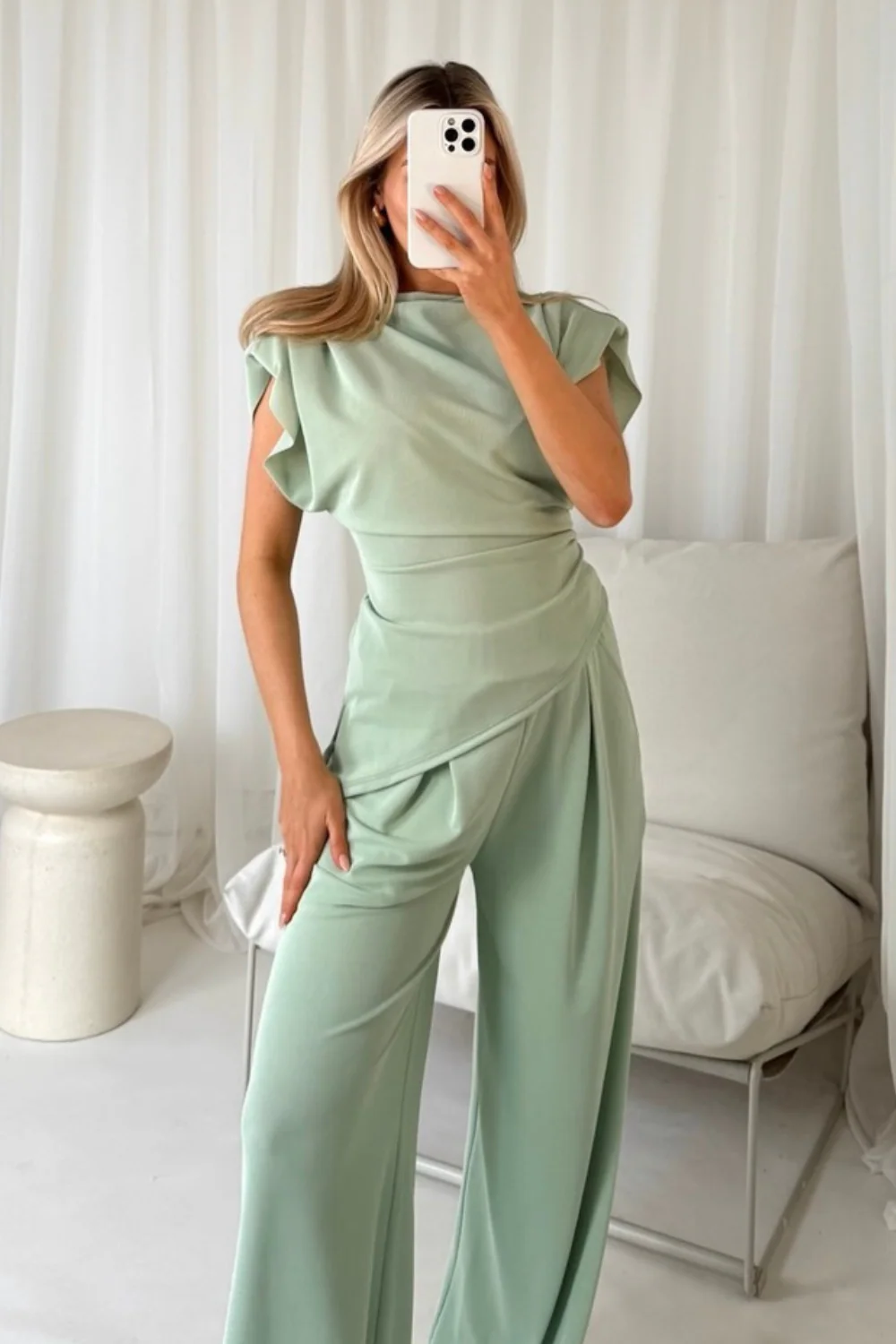 Steph pistachio sleeveless top and trouser co-ord - Chloe Lauren Collection - Image 4