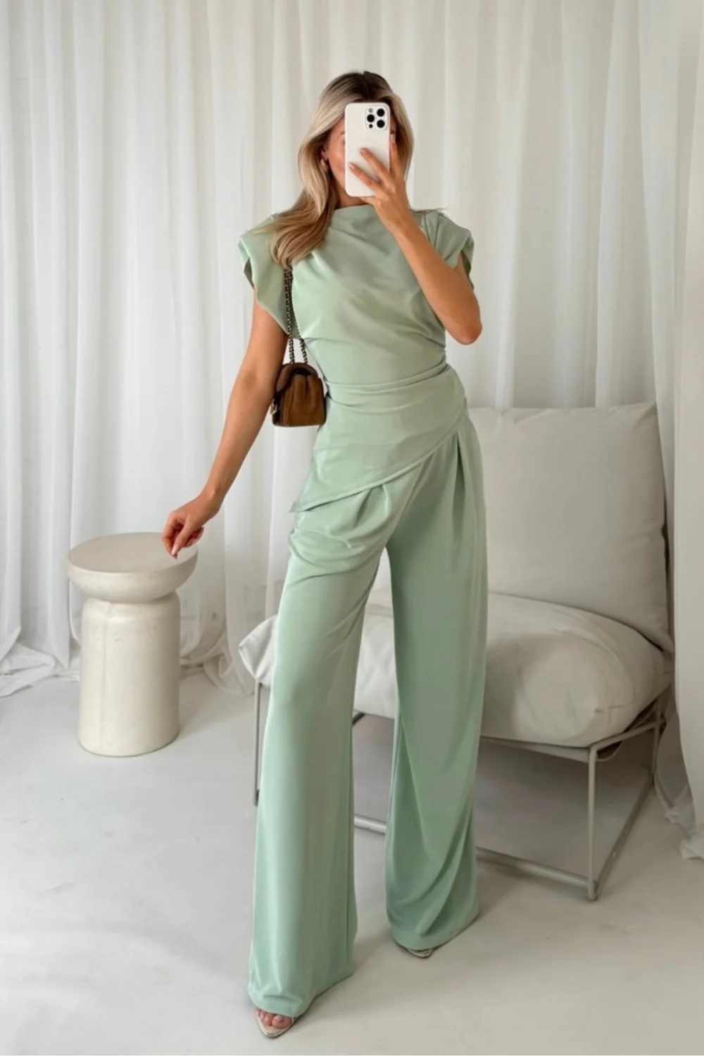 Steph pistachio sleeveless top and trouser co-ord - Chloe Lauren Collection - Image 5