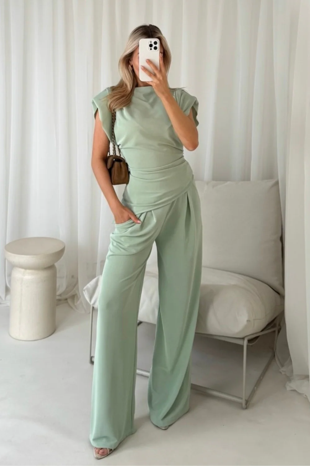Steph pistachio sleeveless top and trouser co-ord - Chloe Lauren Collection - Image 6