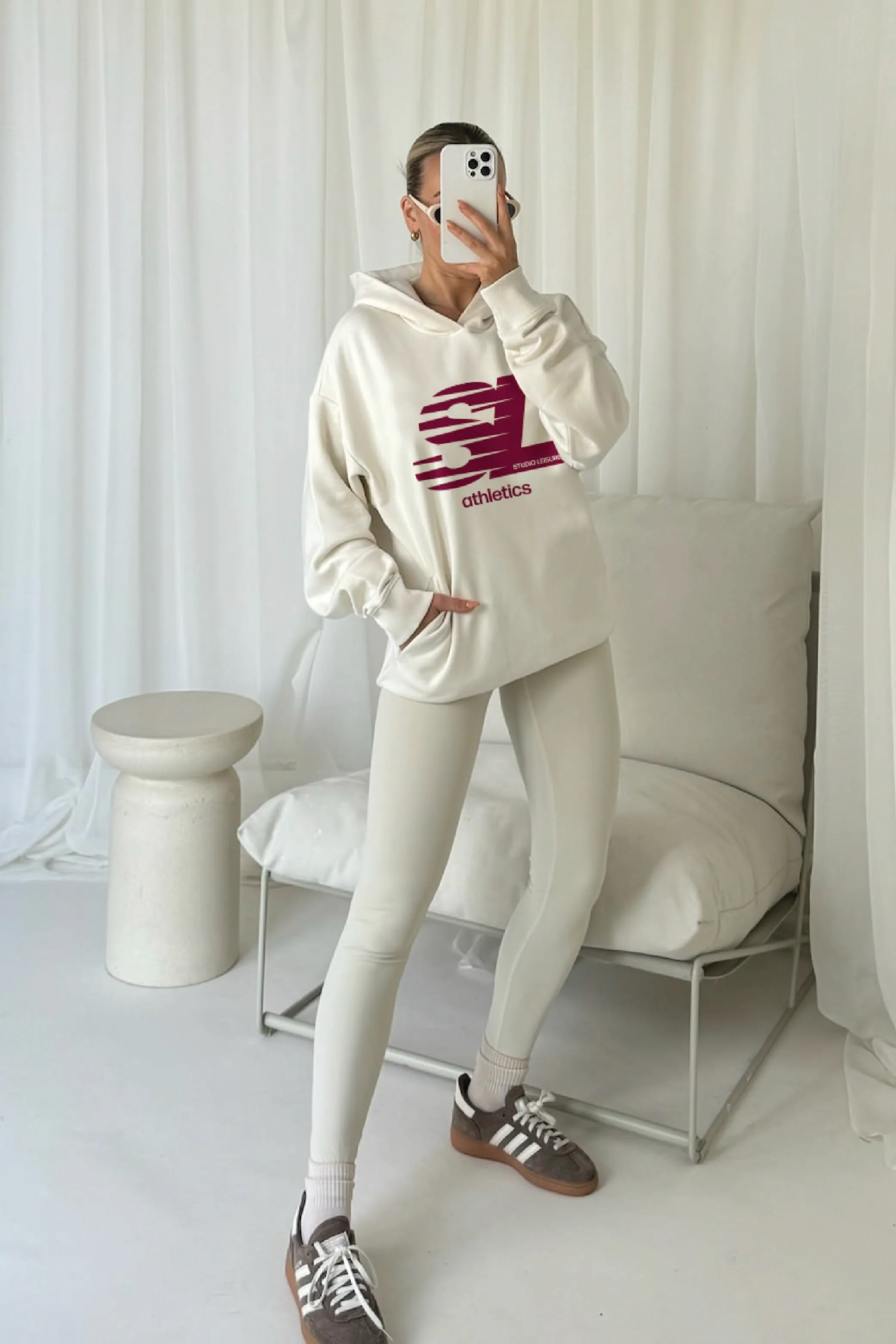 Studio leisure athletics ecru printed hoodie - Image 3