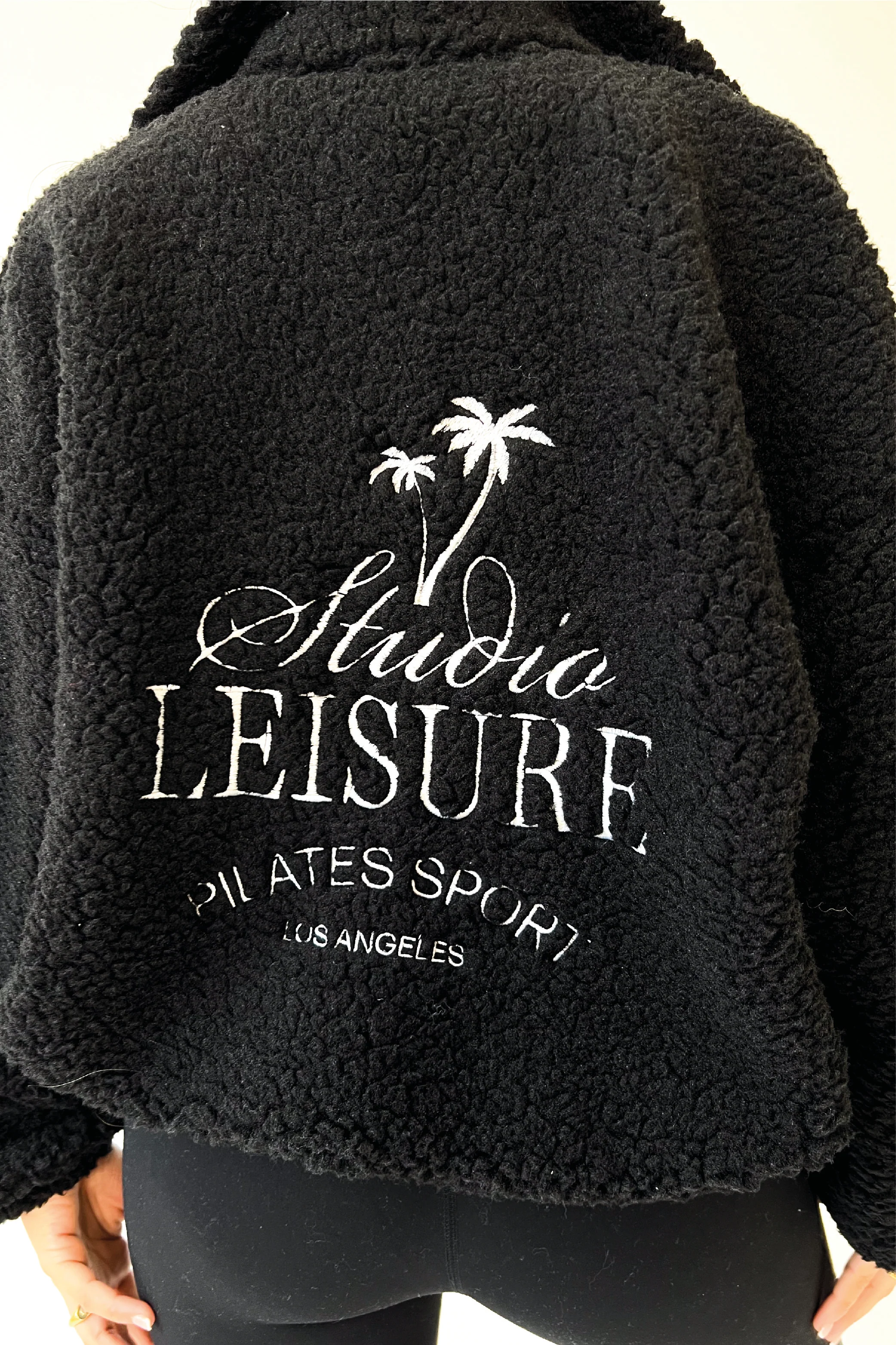 Studio Leisure black embroidered zip fleece jacket - Image 2