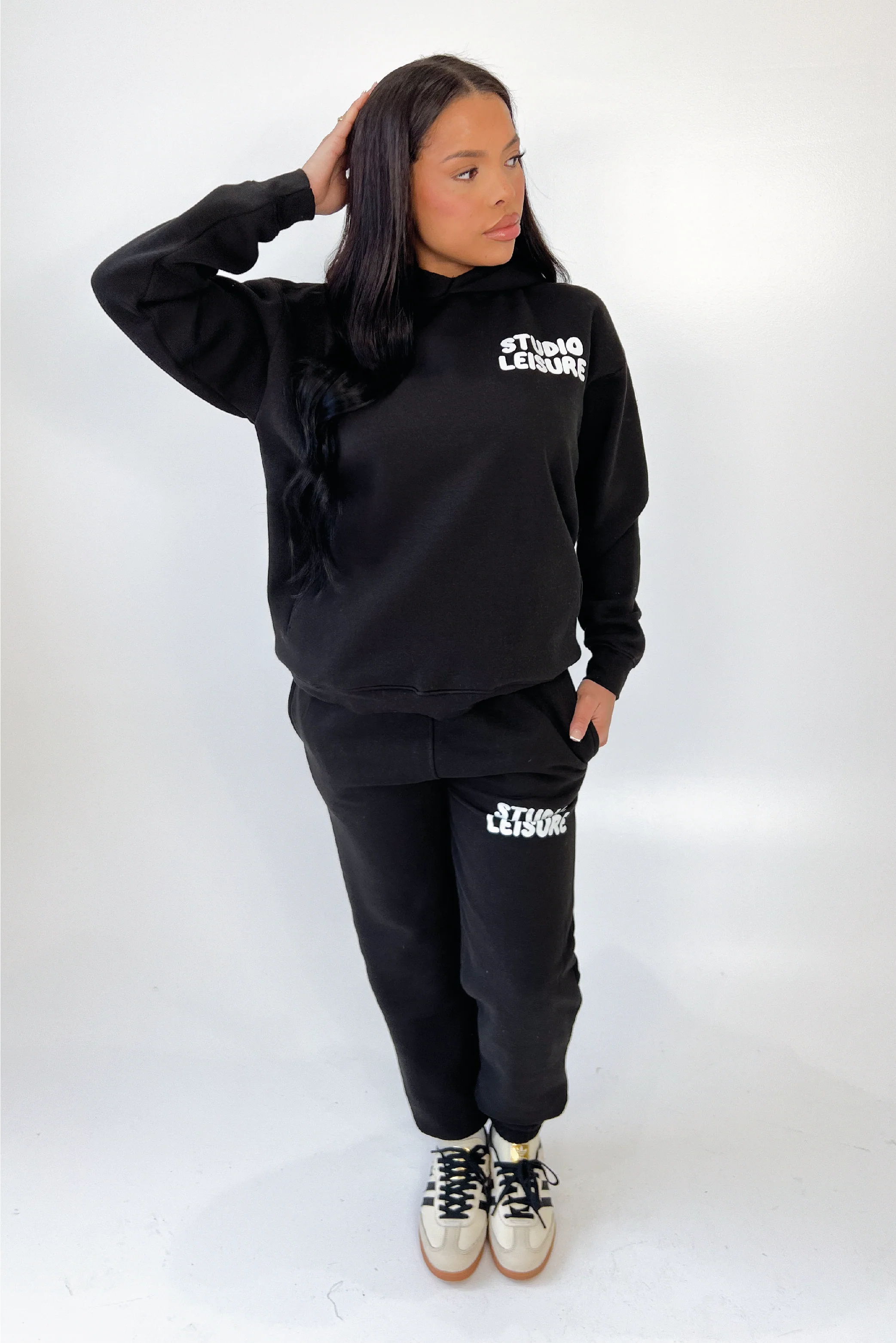 Studio Leisure bubble black printed premium relaxed hoodie - Image 2