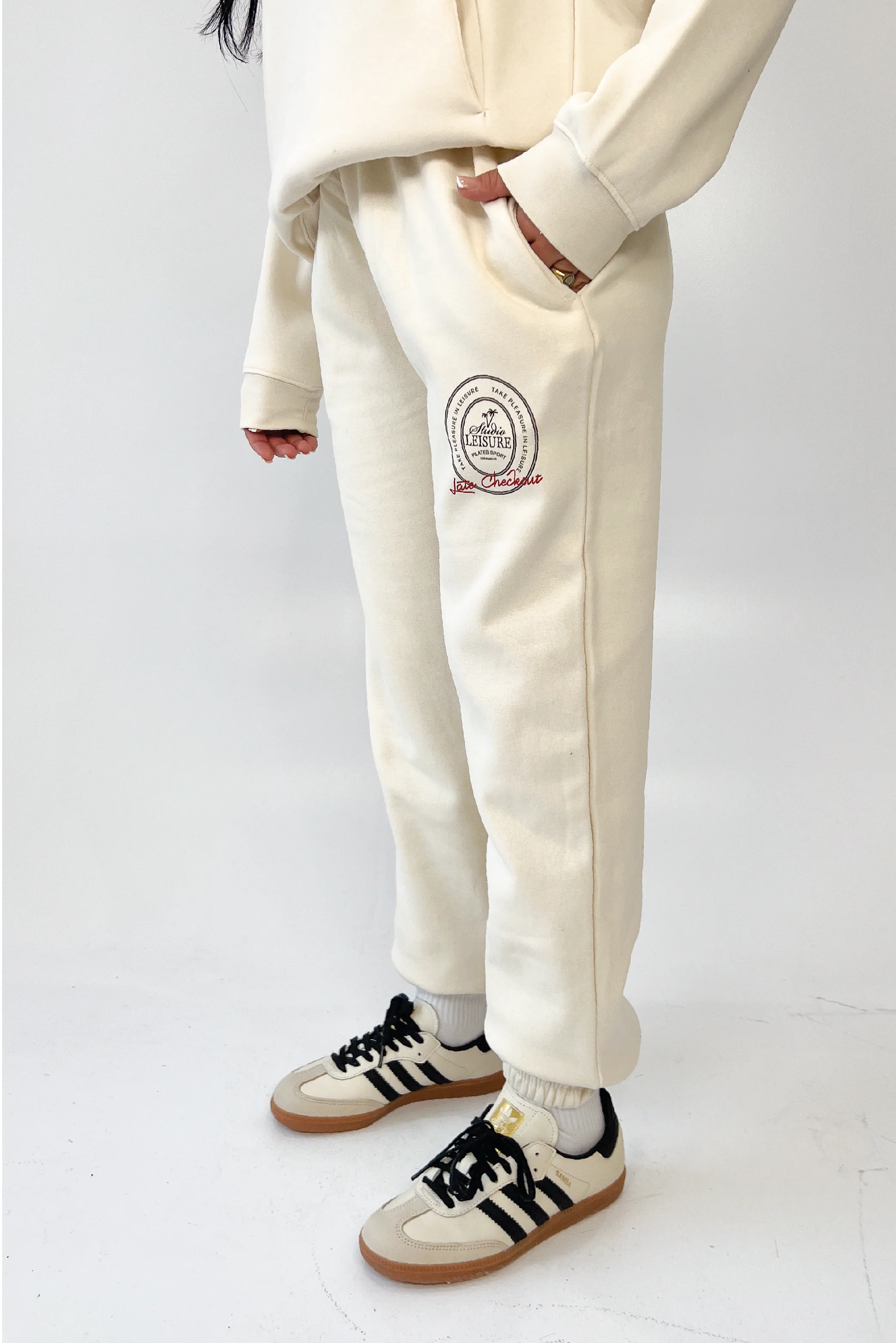 Studio Leisure checkout ecru and red printed jogger - Image 2