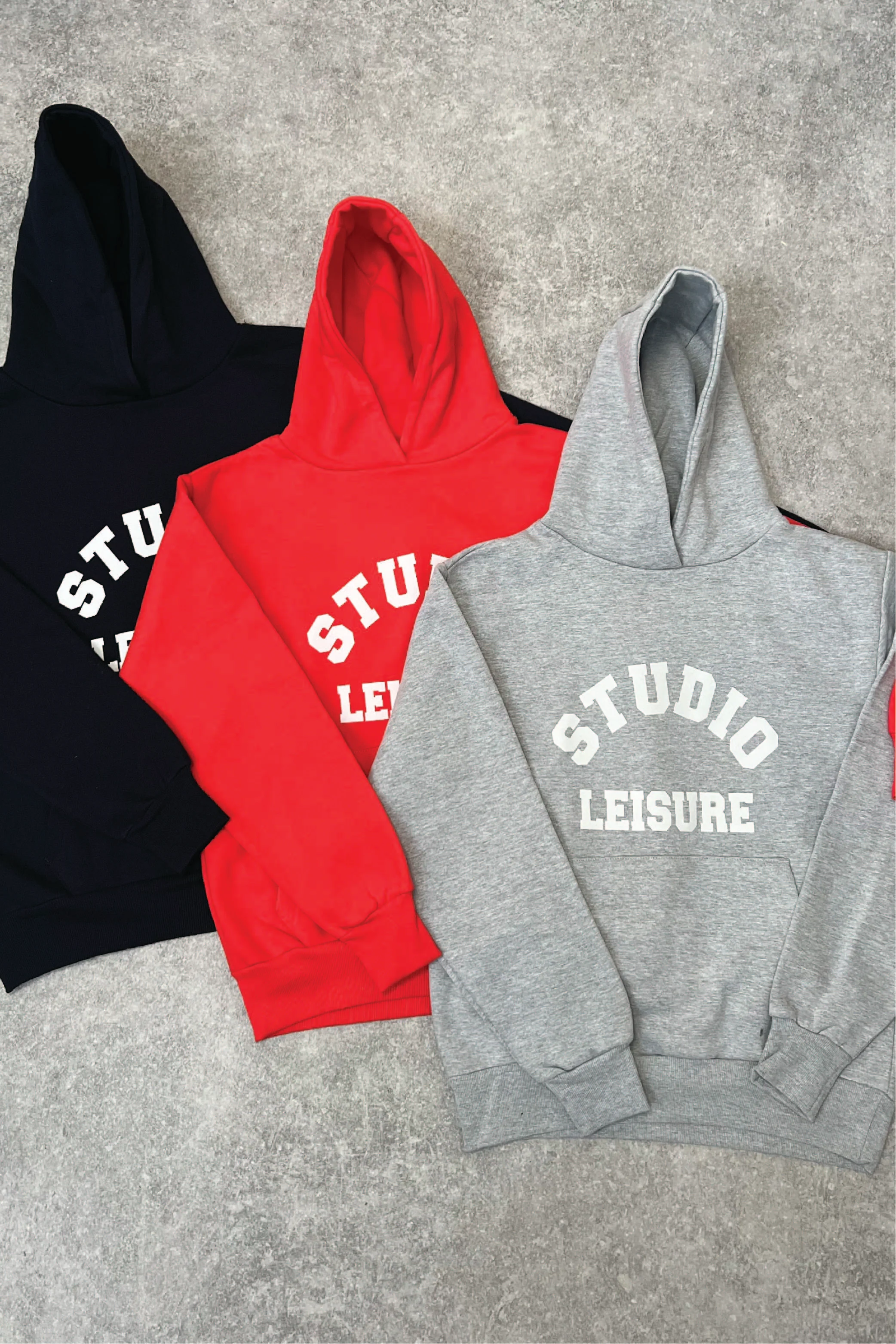 STUDIO LEISURE ESSENTIAL NAVY PRINTED HOODIE - Image 3