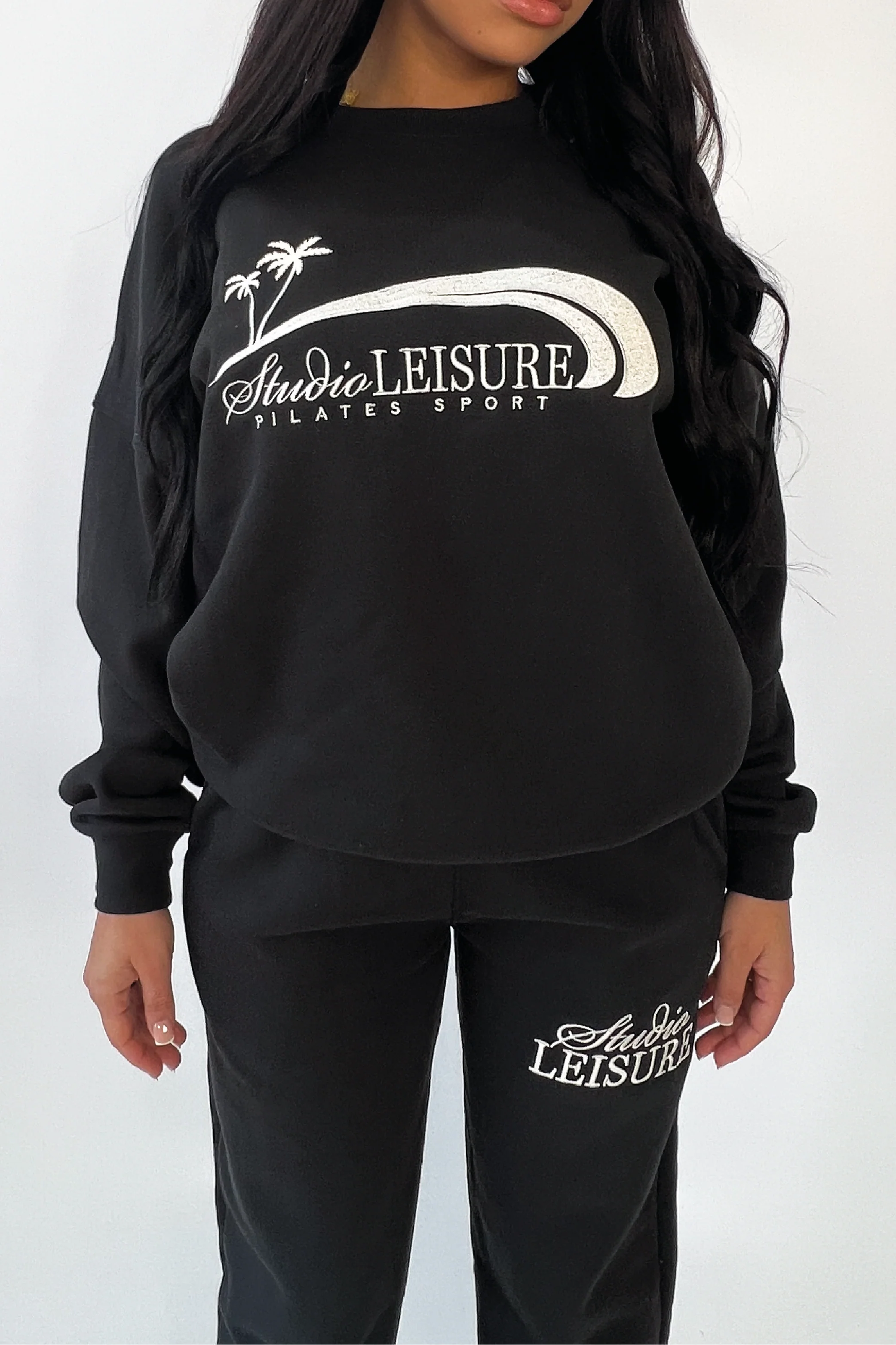Studio Leisure cursive black embroidered relaxed jogger - Image 2