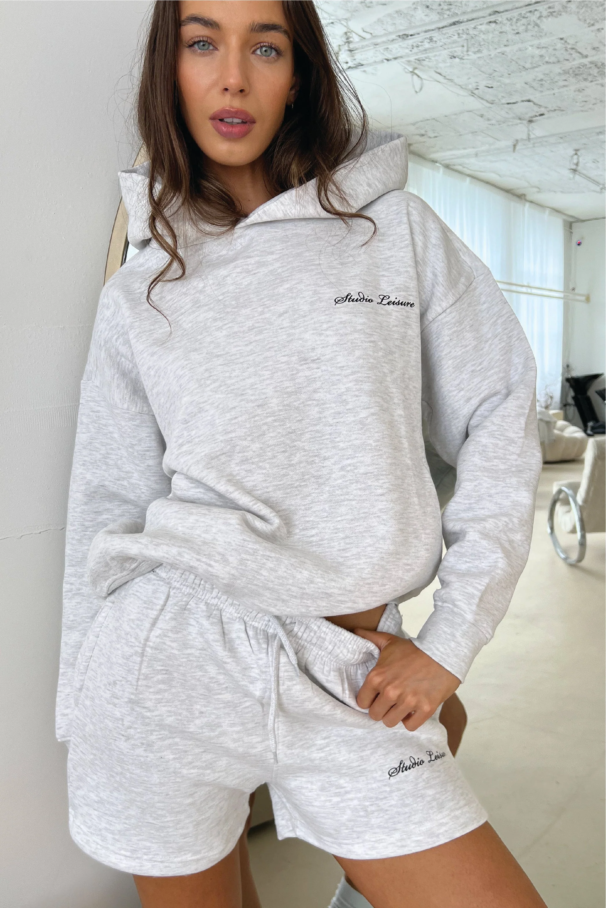 Studio leisure cursive marl grey printed shorts - Image 2