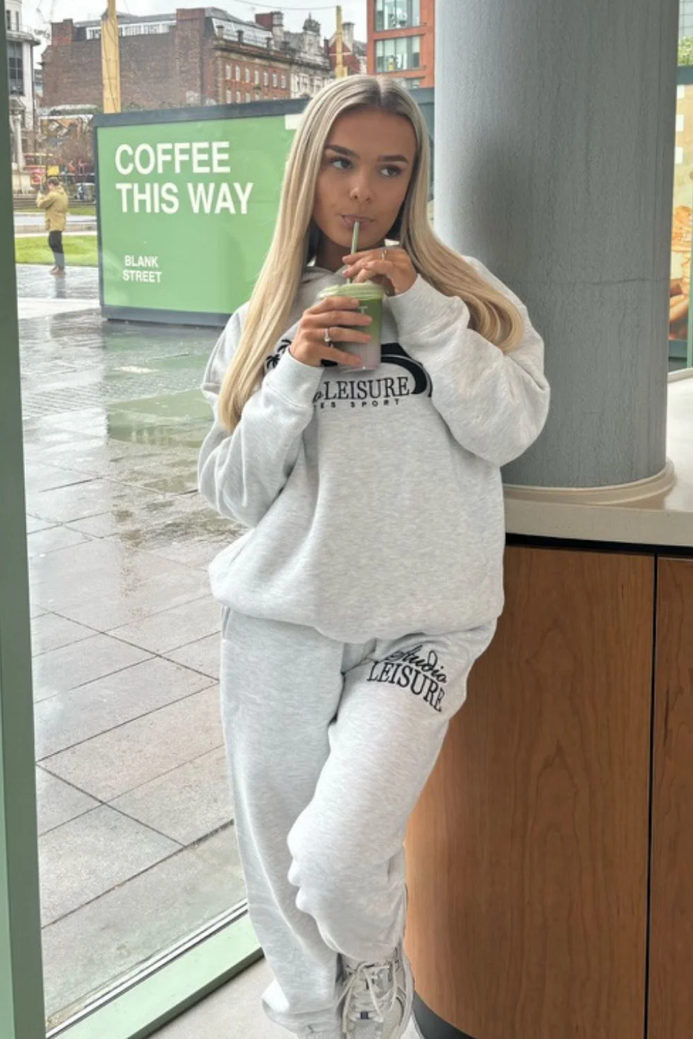 Studio Leisure cursive marl grey embroidered relaxed jogger - Image 3
