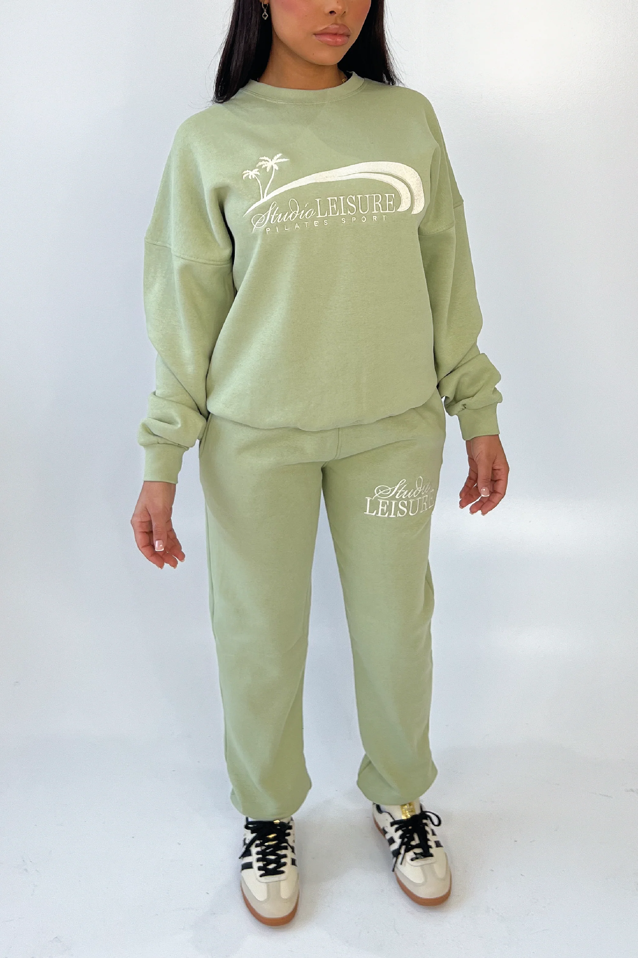 Studio Leisure cursive sage embroidered relaxed jogger - Image 2