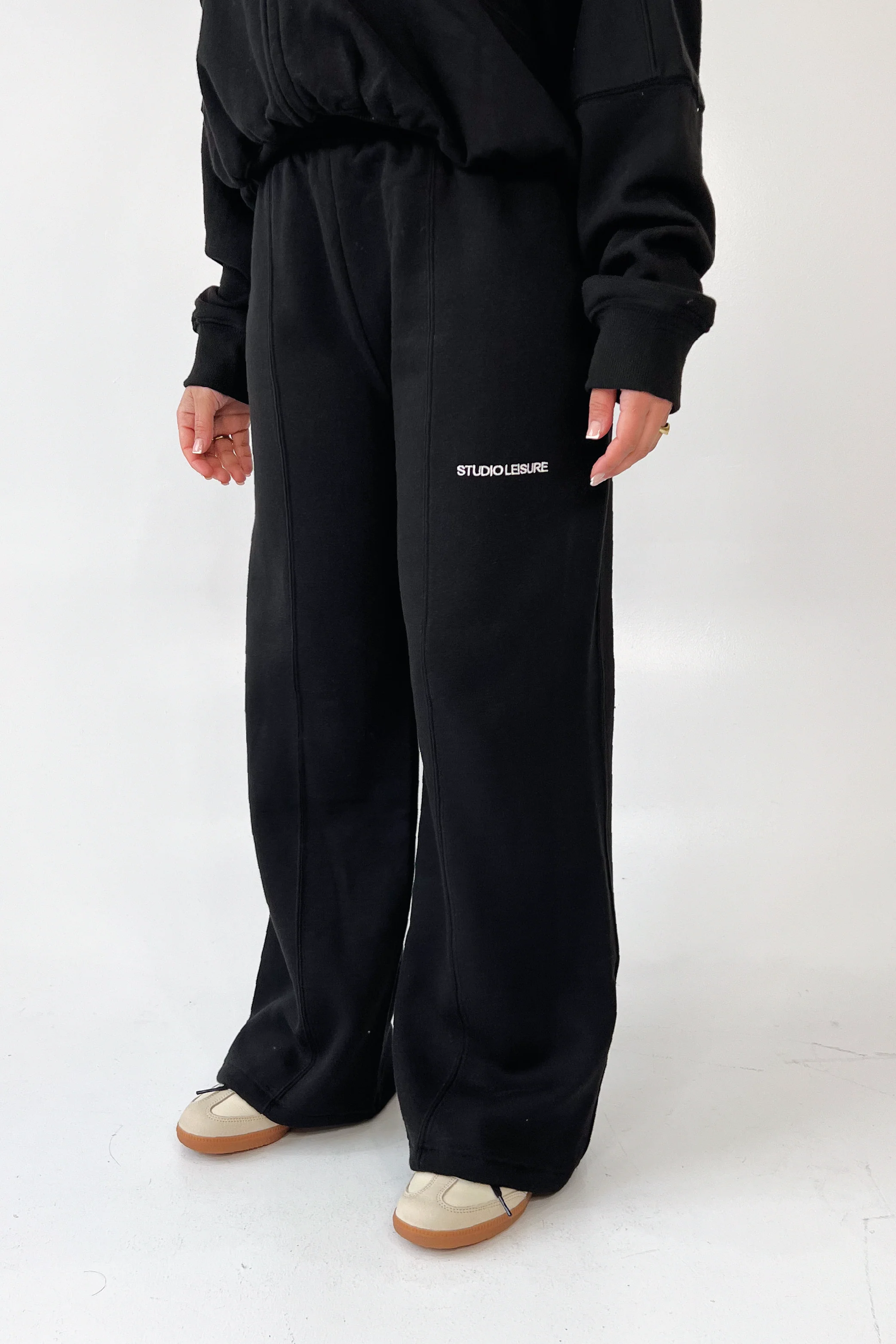 Studio Leisure essential black embroidered straight leg jogger - Image 2
