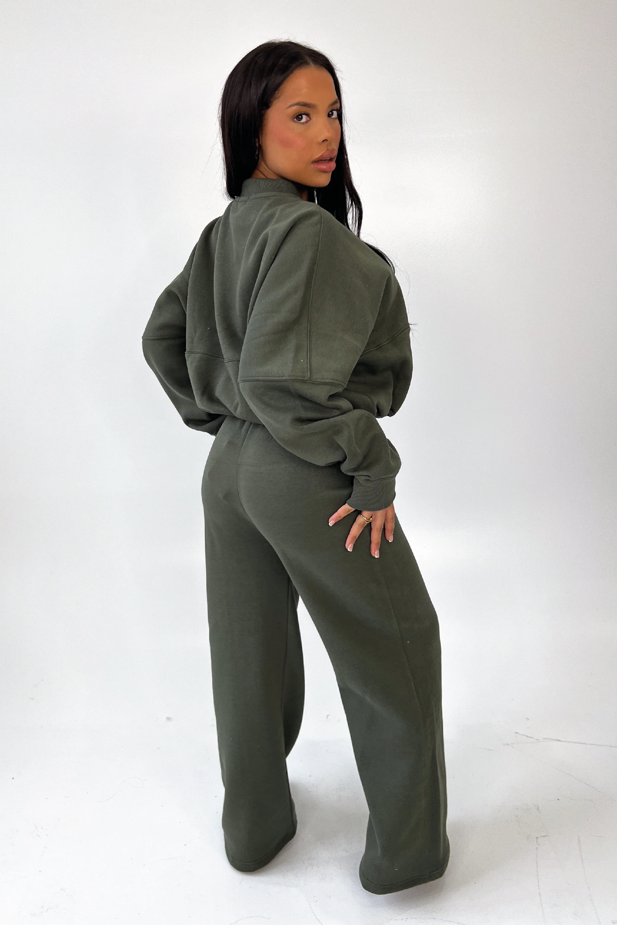 Studio Leisure essential khaki embroidered straight leg jogger - Image 2