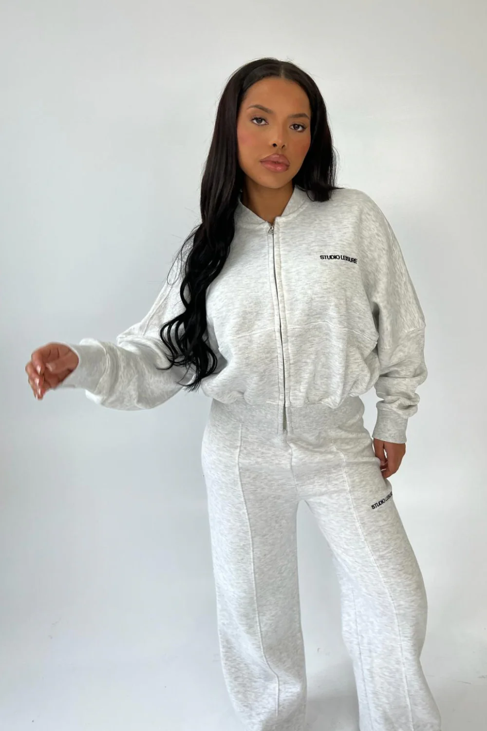 Studio leisure essential marl grey embroidered bomber jacket - Image 2