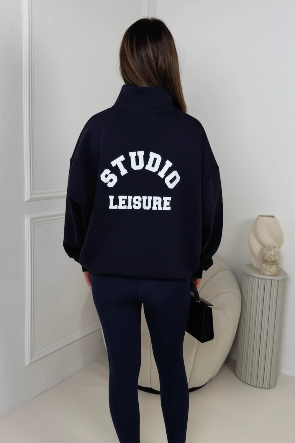 STUDIO LEISURE ESSENTIAL NAVY 3/4 ZIP - Image 2