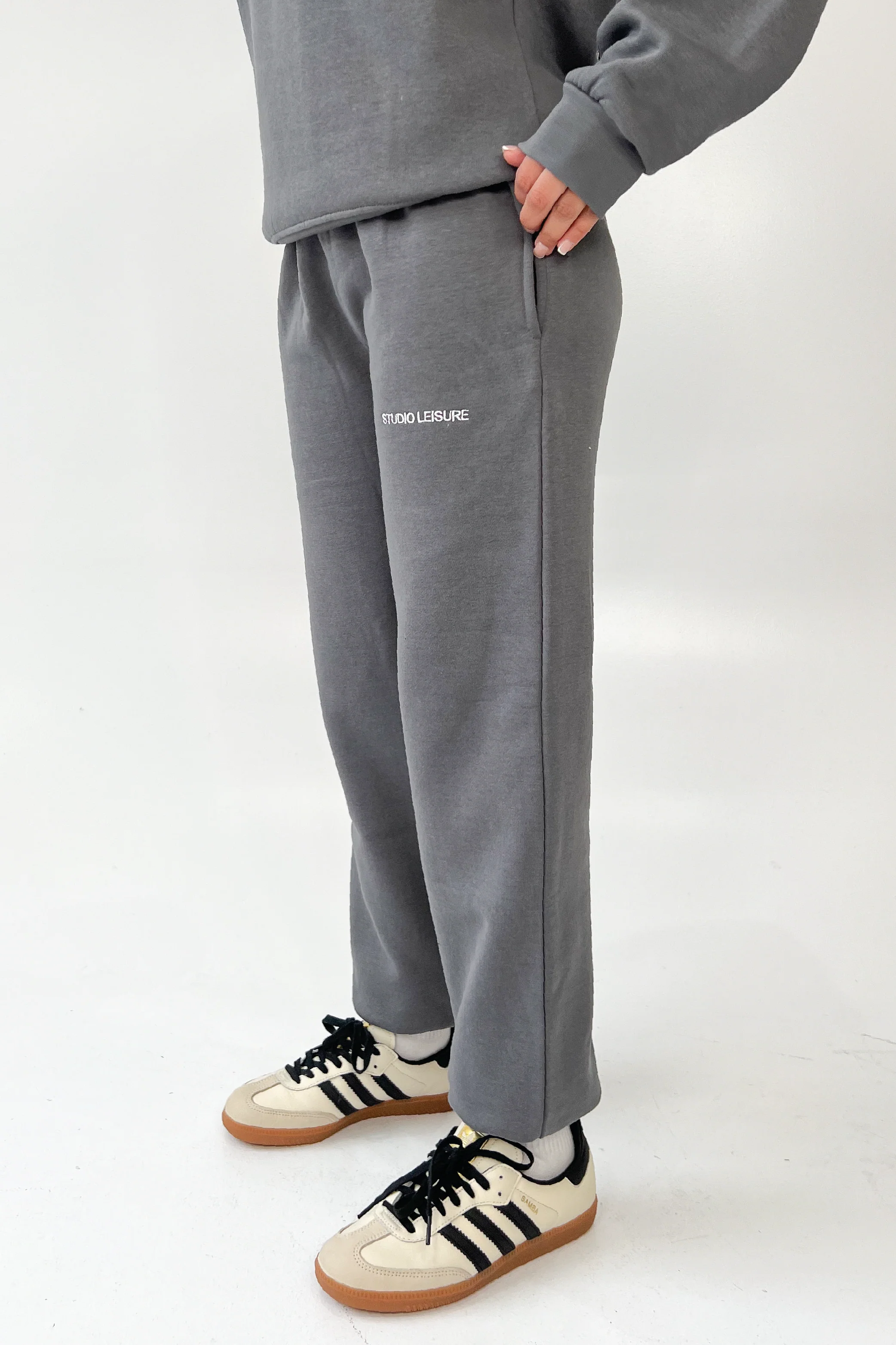 Studio Leisure essential steel grey  embroidered relaxed jogger - Image 2