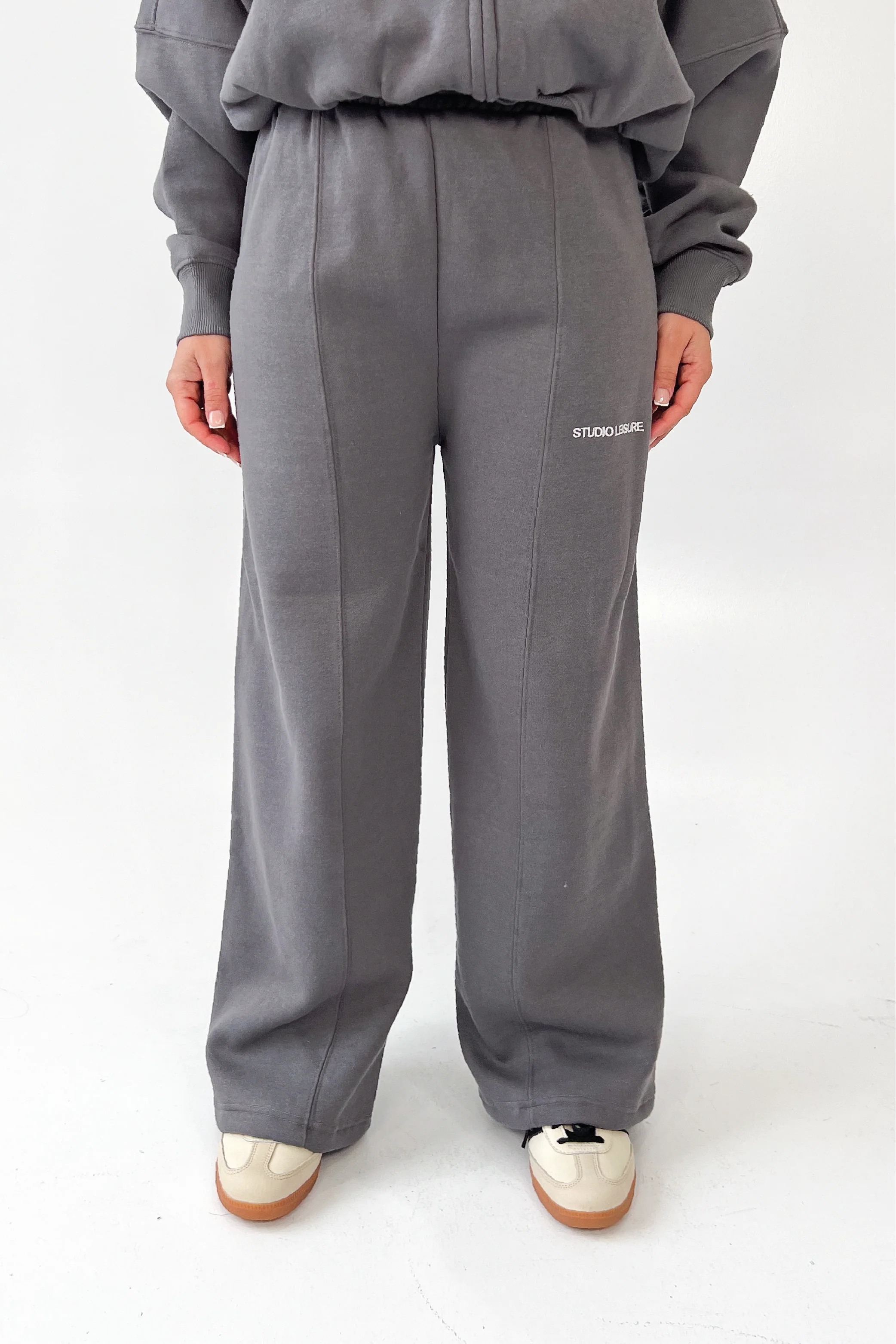 Studio Leisure essential steel grey embroidered straight leg jogger - Image 2