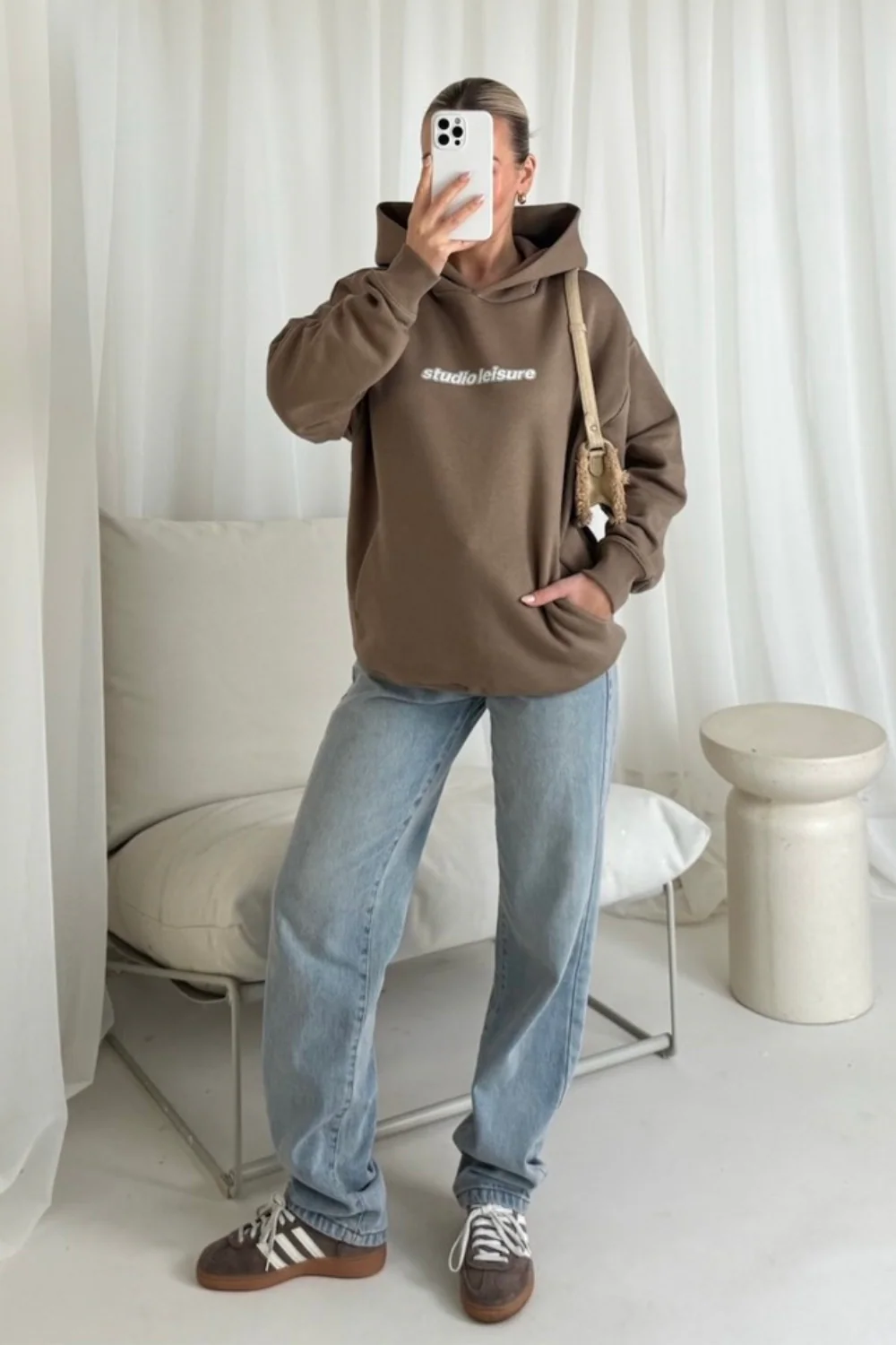 Studio leisure mocha printed hoodie - Image 2