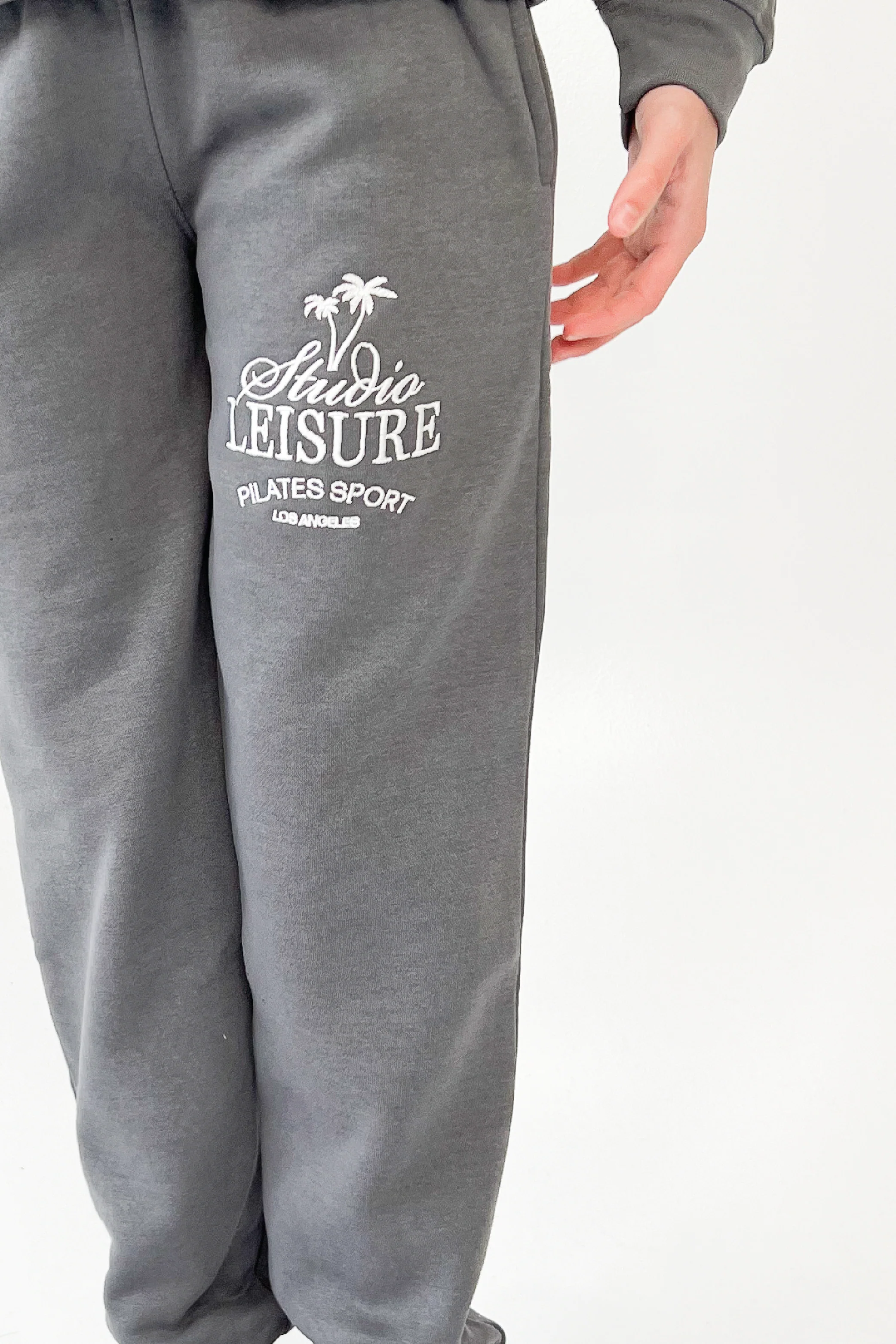 Studio Leisure palm tree steel grey embroidered relaxed jogger - Image 2