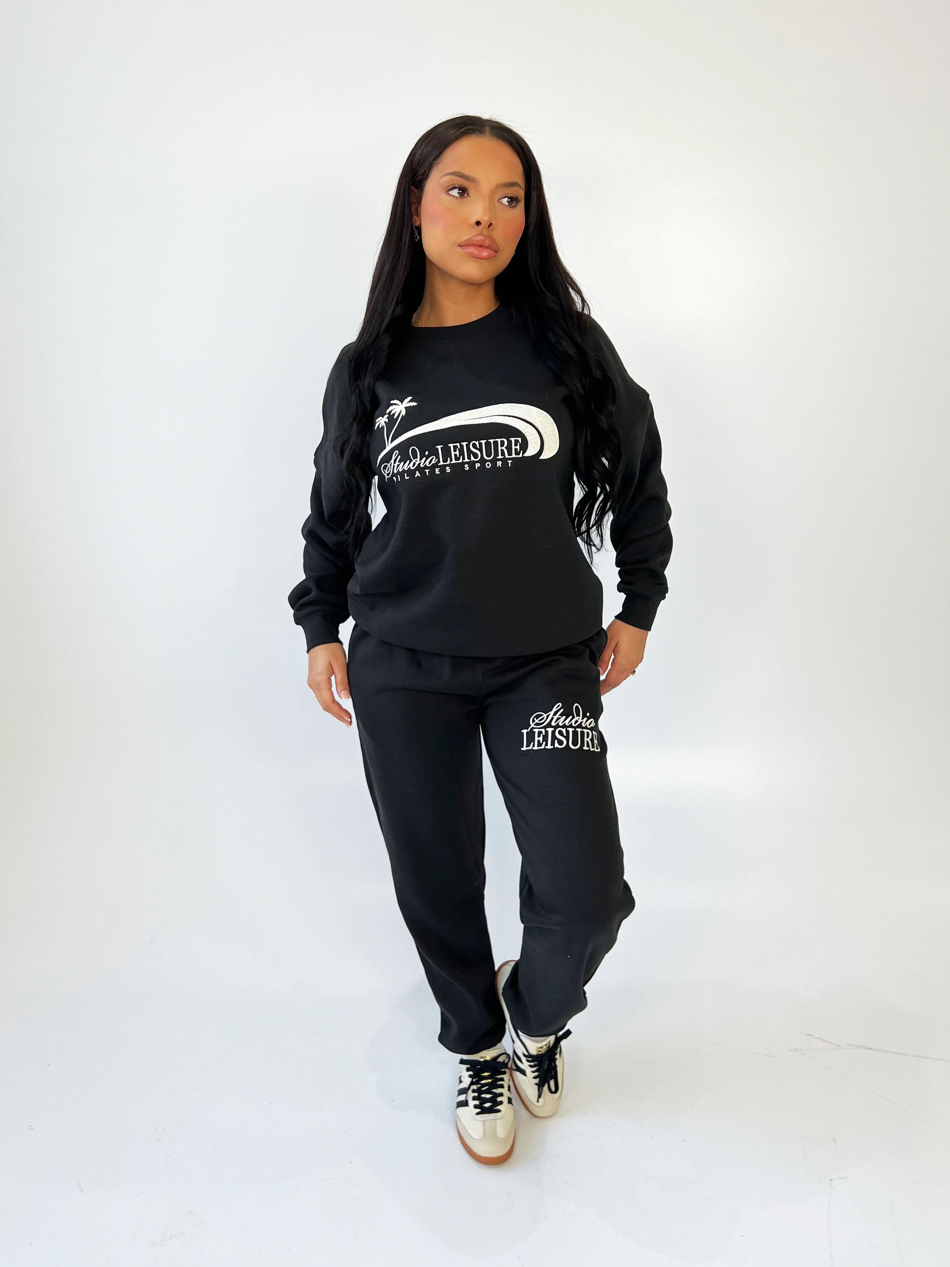 Studio Leisure pilates black embroidered premium sweater