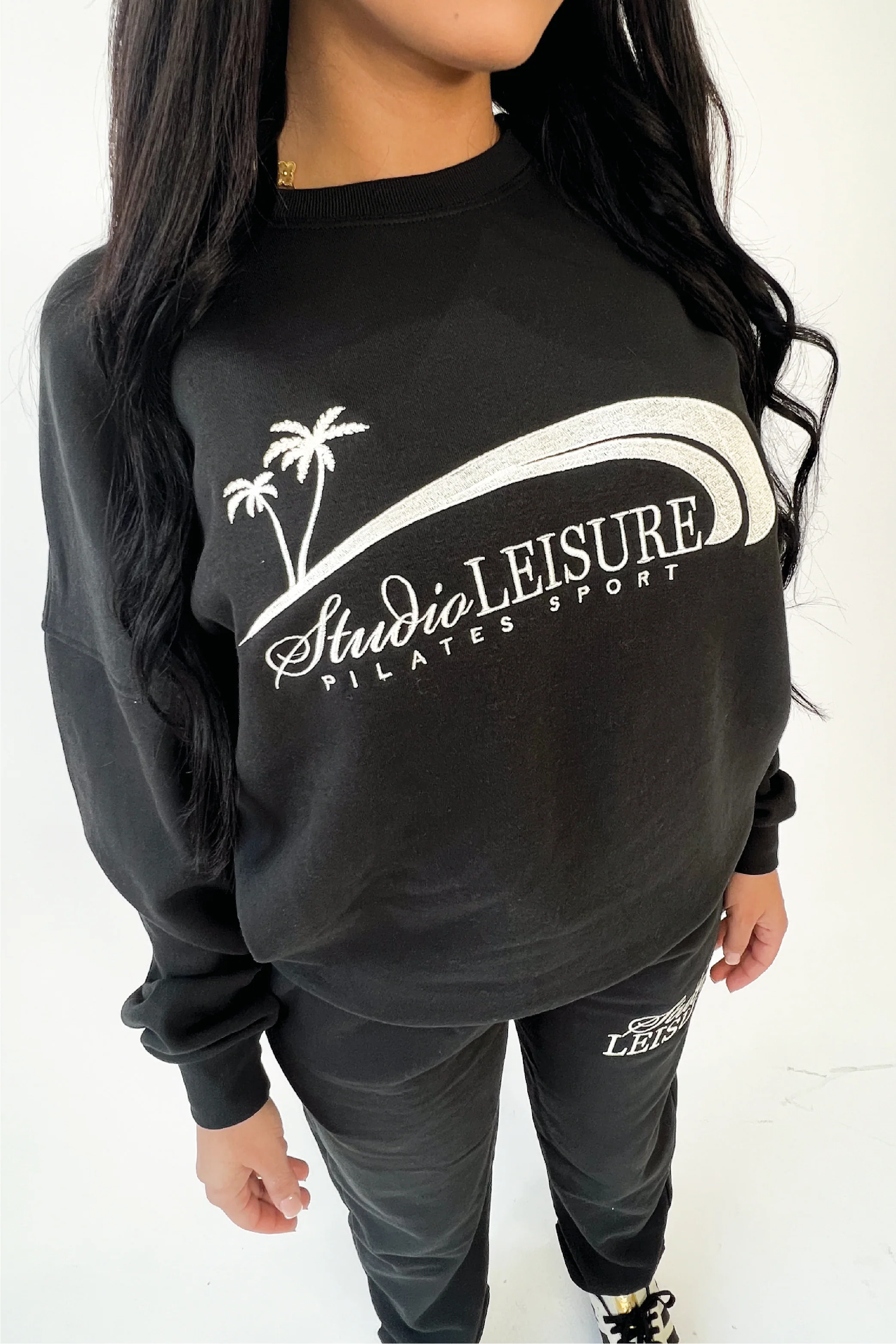 Studio Leisure pilates black embroidered premium sweater - Image 3