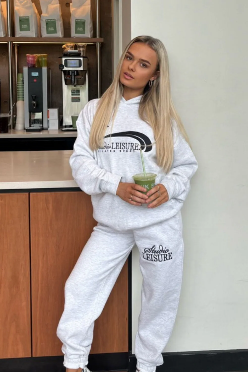Studio Leisure pilates marl grey embroidered premium Hoodie - Image 3