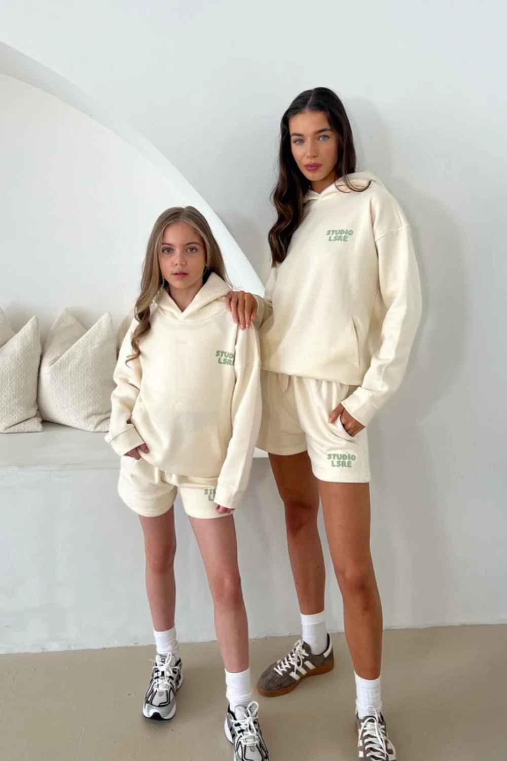 Studio LSRE bubble ecru and sage printed hoodie - Image 3