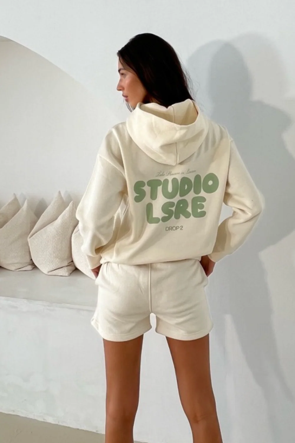 Studio LSRE bubble ecru printed premium relaxed hoodie - Image 2