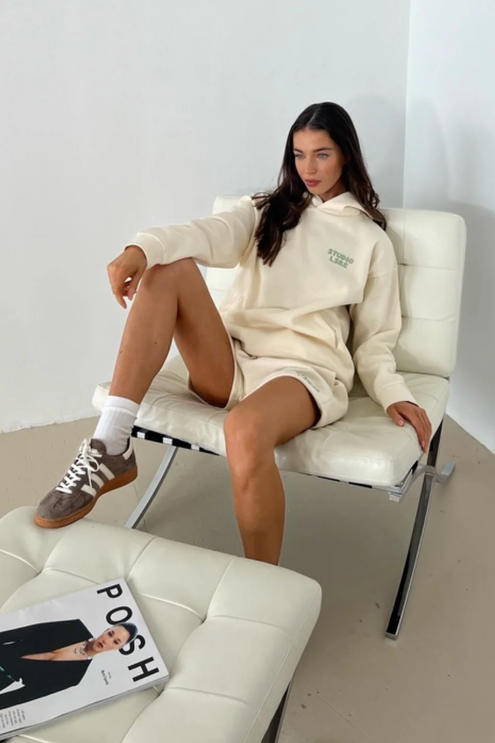 Studio LSRE bubble ecru printed premium relaxed hoodie - Image 3