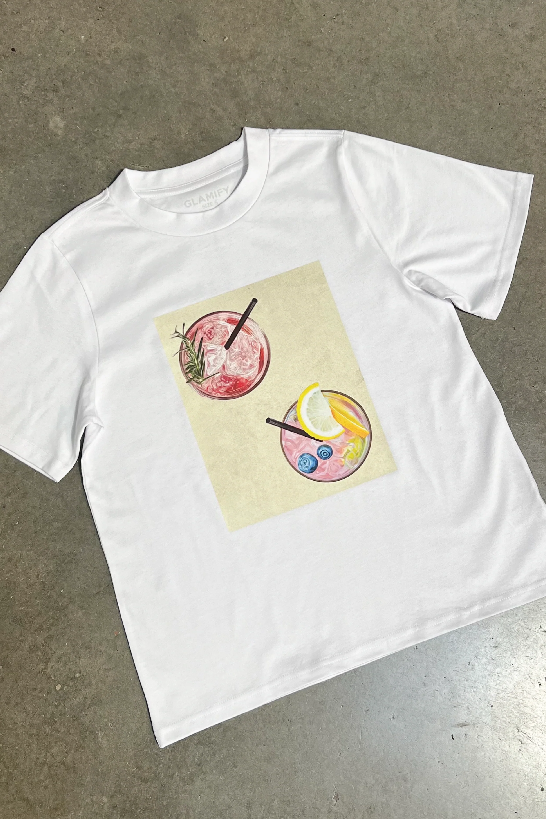 Summer Cocktail white & butter printed heavyweight t-shirt - Image 5