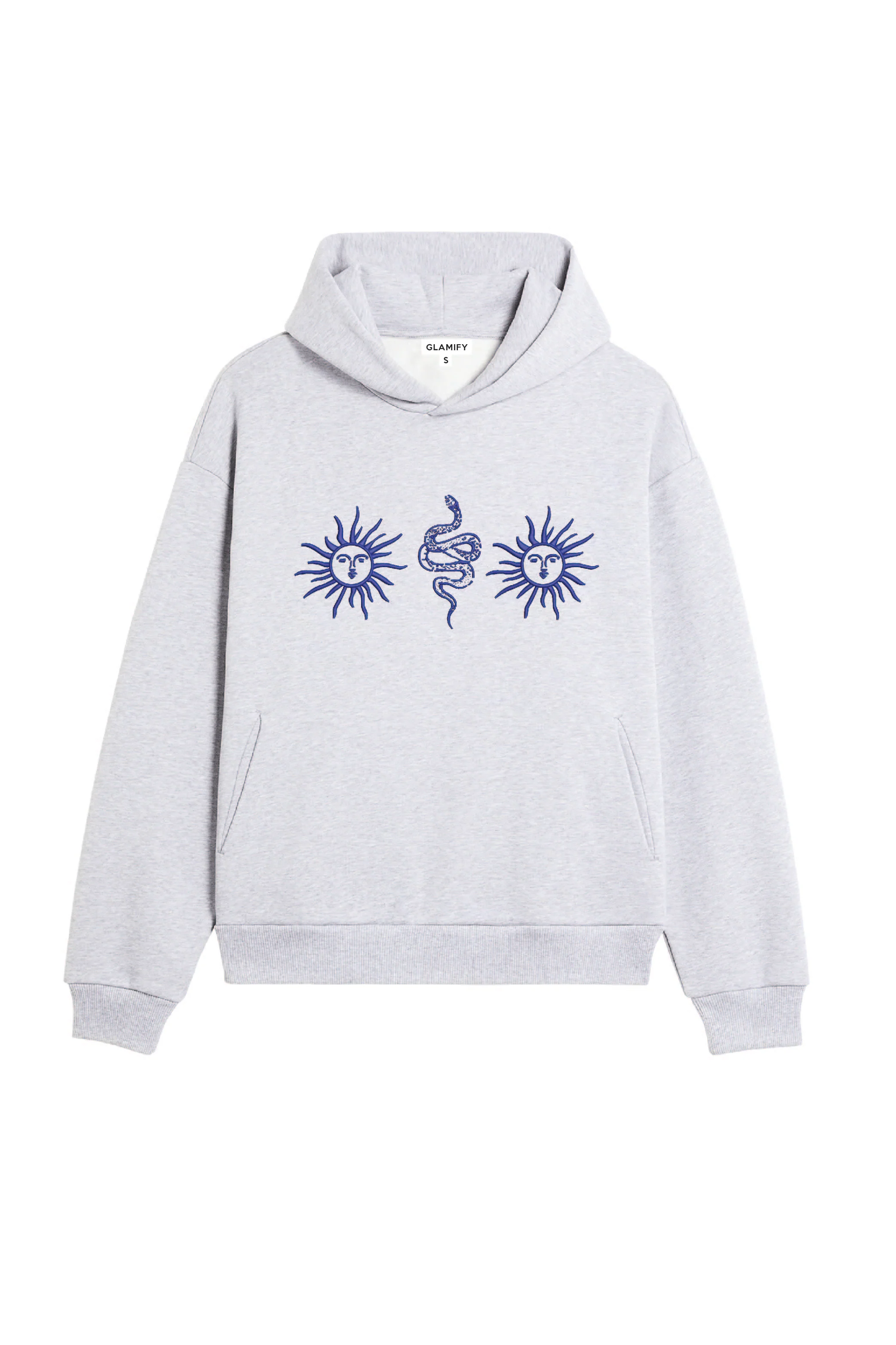Sun snakes marl grey embroidered hoodie - Image 2