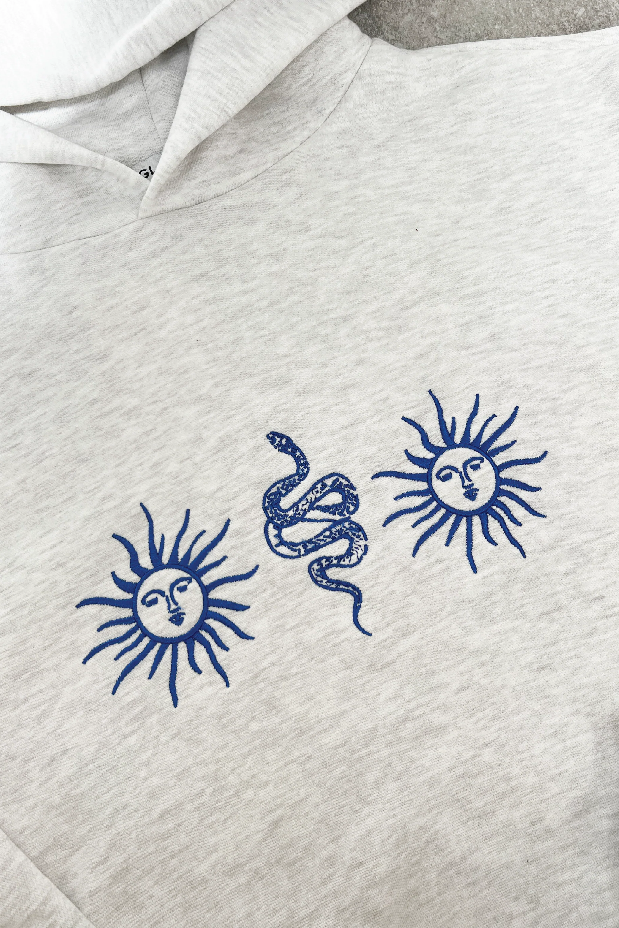 Sun snakes marl grey embroidered hoodie - Image 3