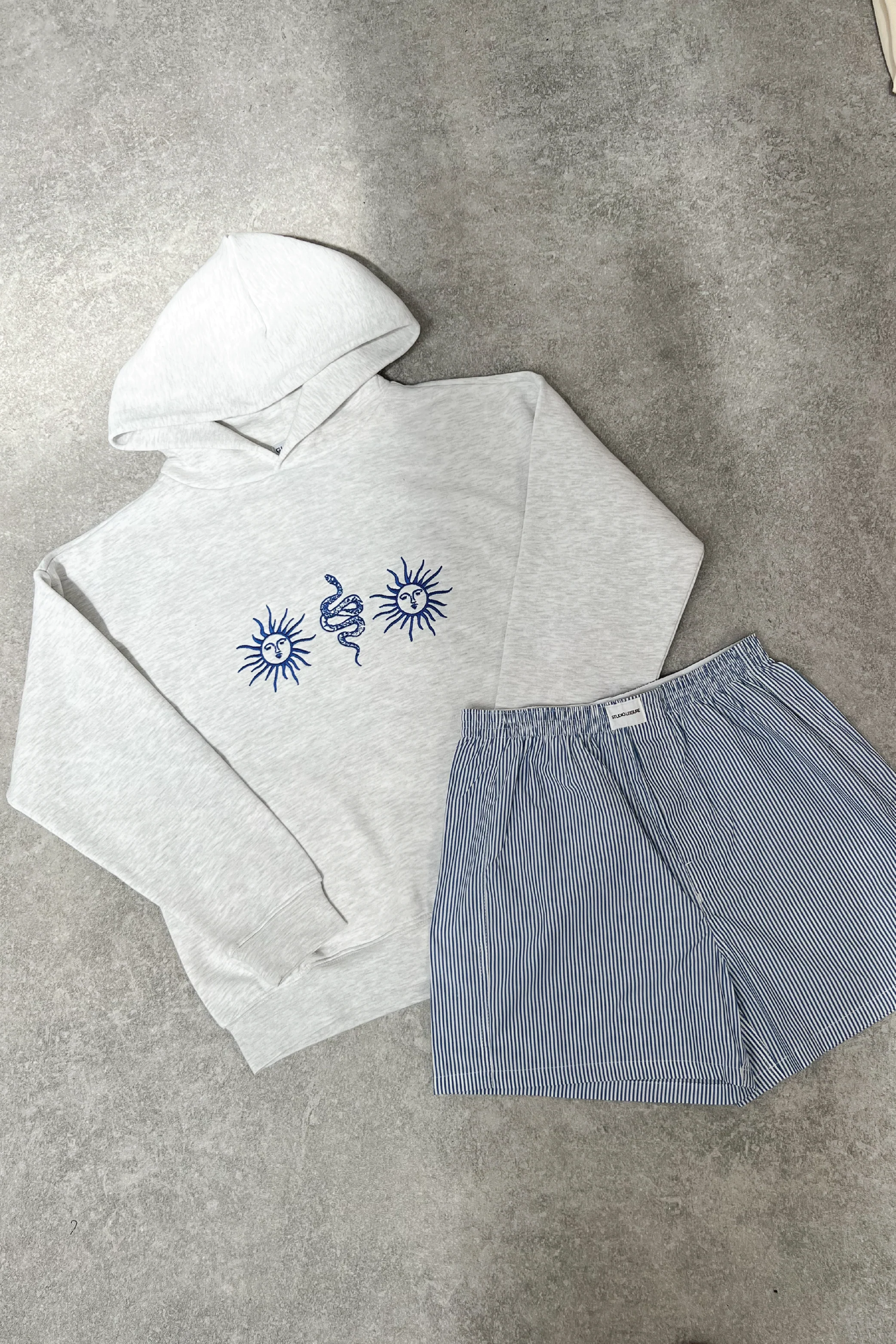 Sun snakes marl grey embroidered hoodie - Image 4