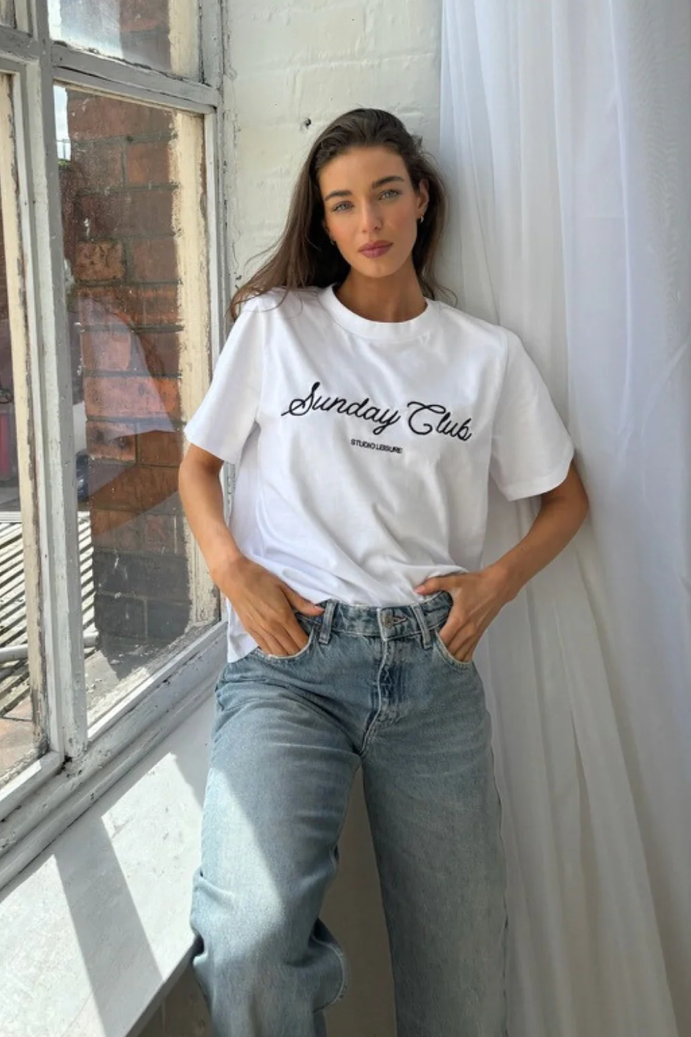 Sunday studio leisure embroidered heavyweight oversized t-shirt - Image 2